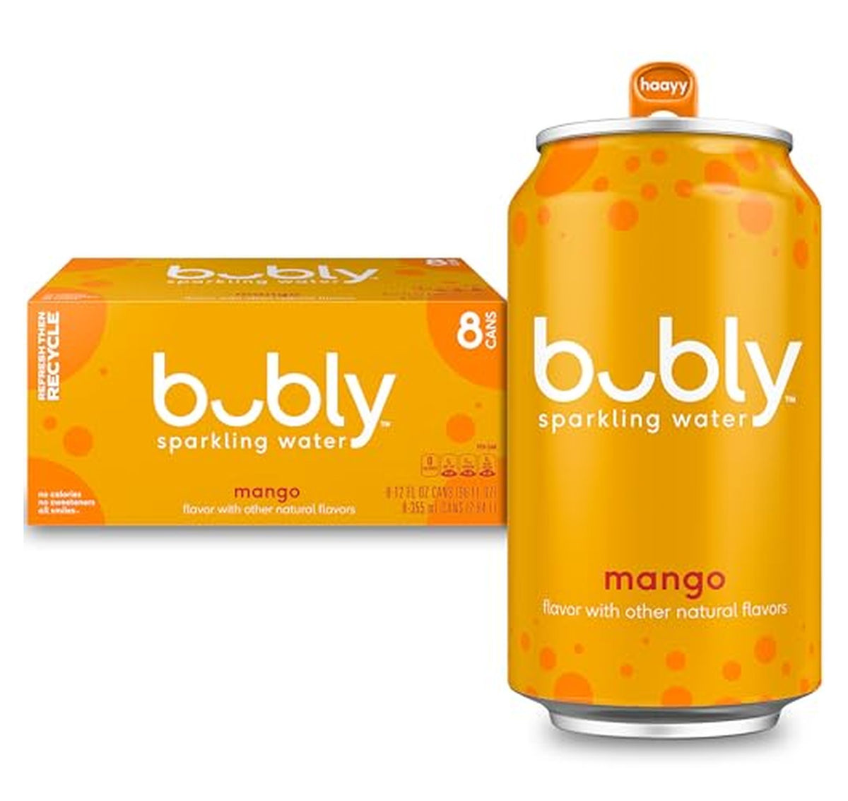 8 Pack Bubly Mango Sparkling Water 12 fl oz