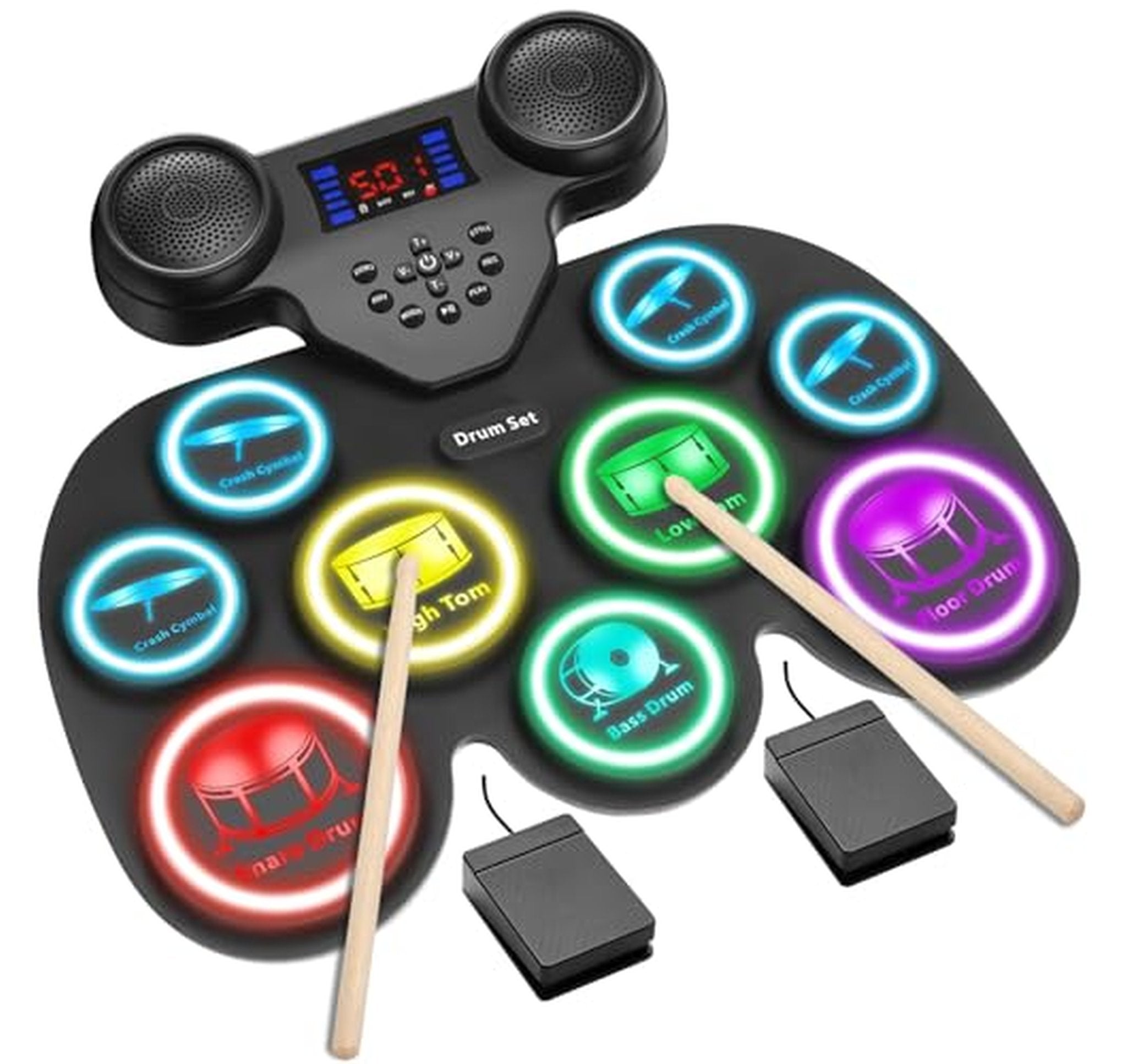 Bluetooth LED Electronic Drum Set with MIDI
