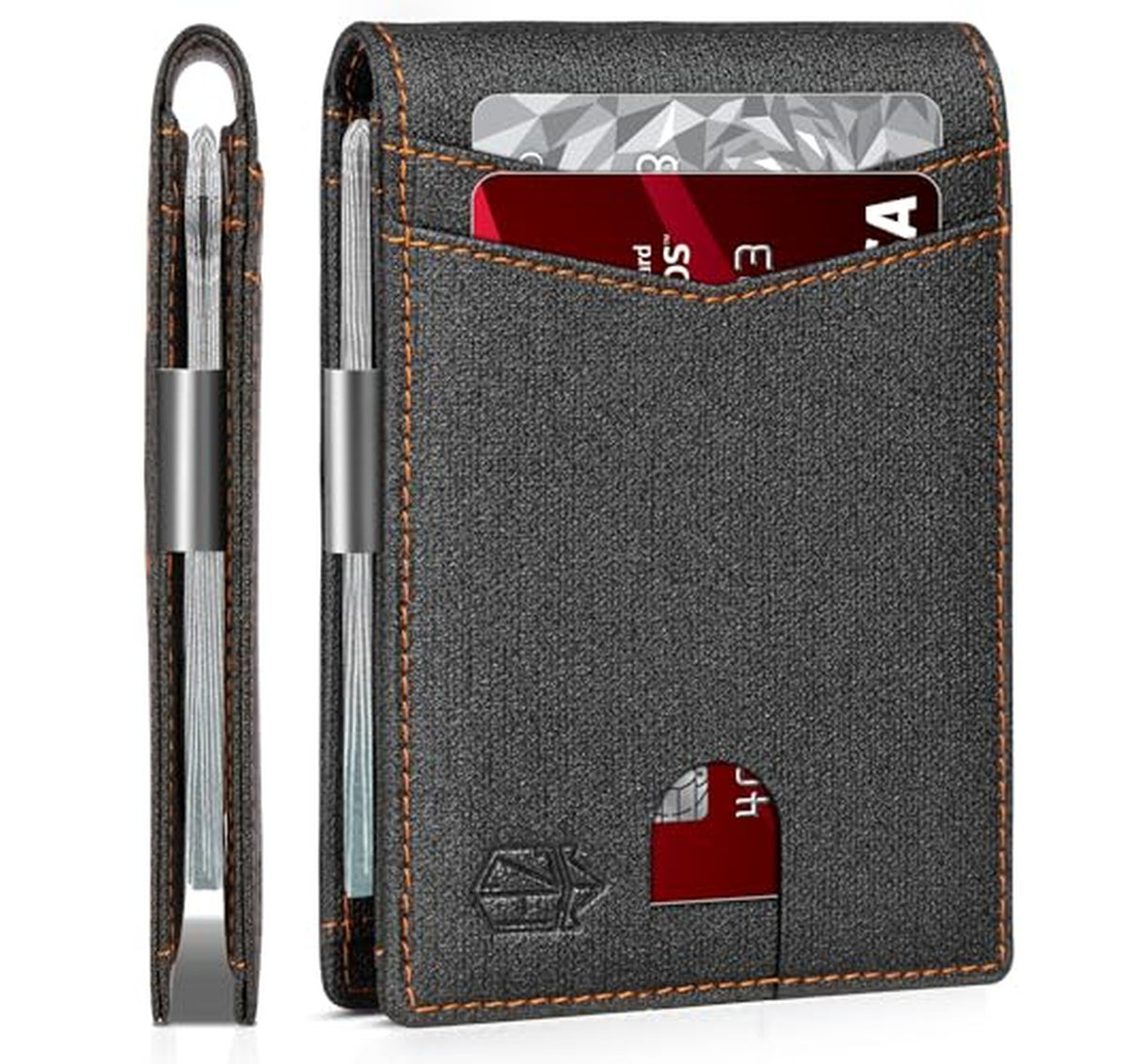 Slim RFID Blocking Leather Money Clip Wallet