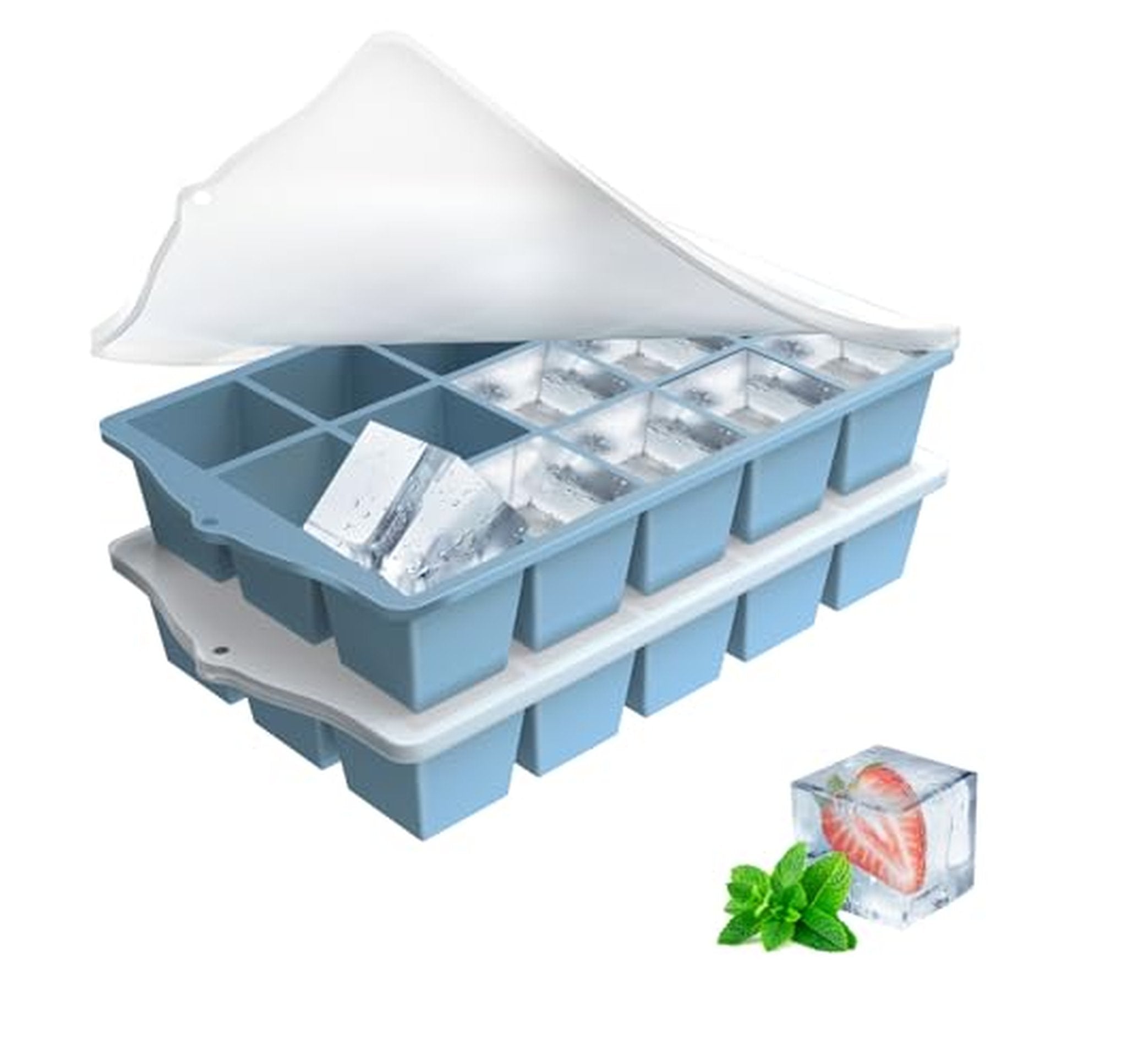 2 Pack Easy-Release Silicone Ice Cube Trays