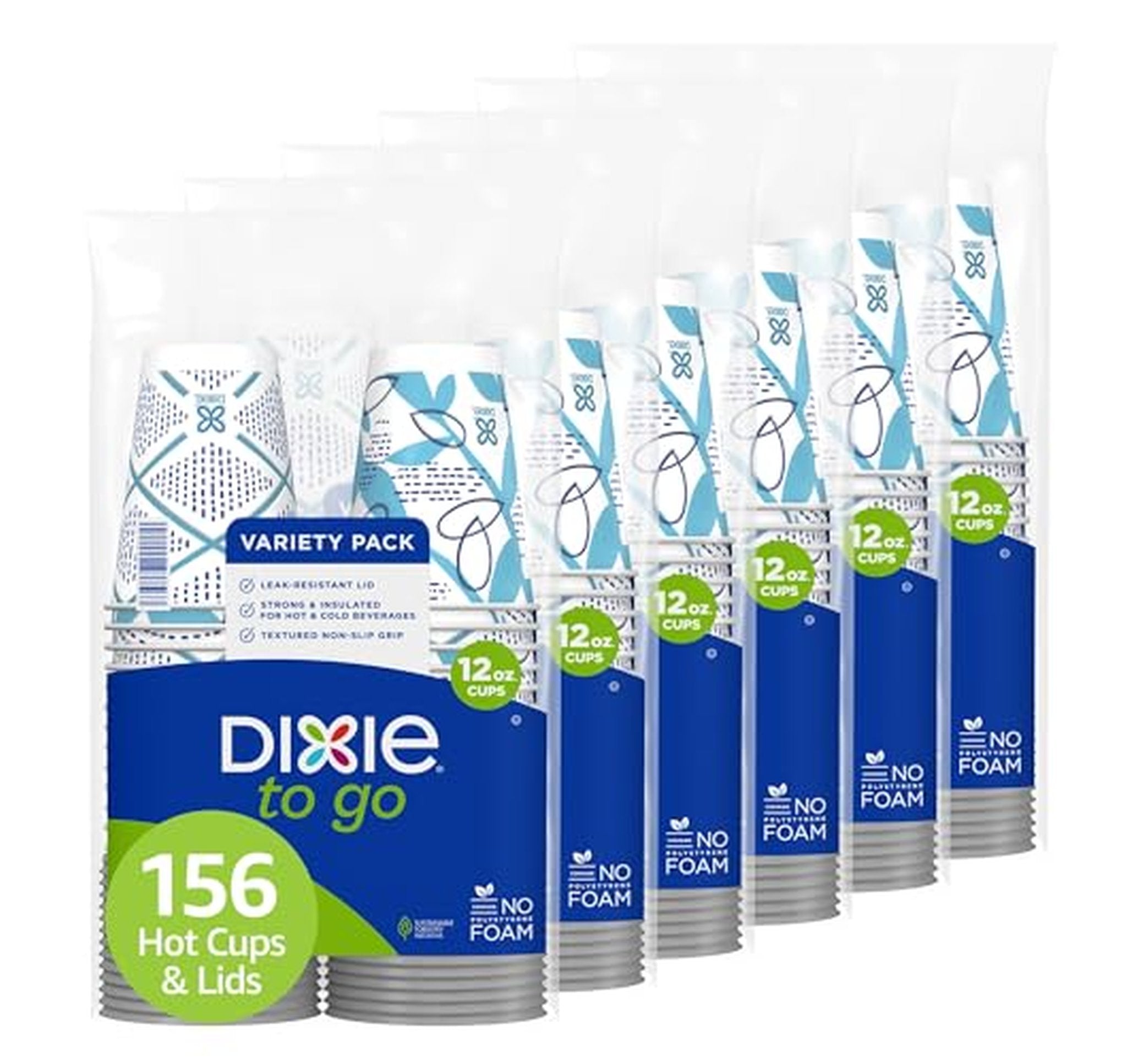 156 Count Dixie 12 oz Insulated Paper Coffee Cups