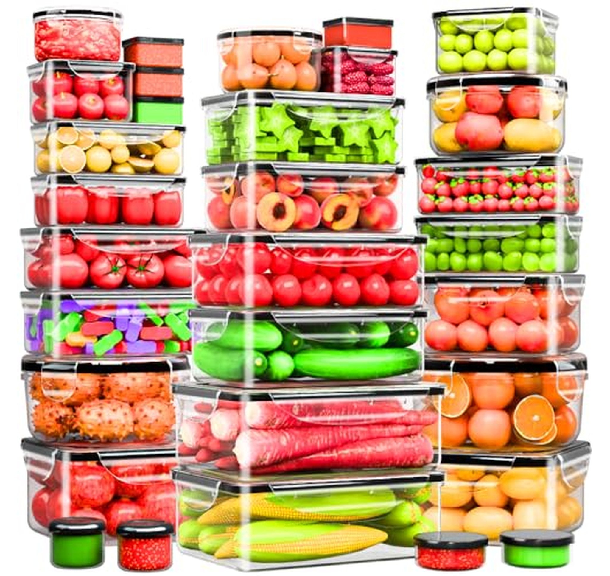 62 Pack Airtight Plastic Food Storage Containers Set