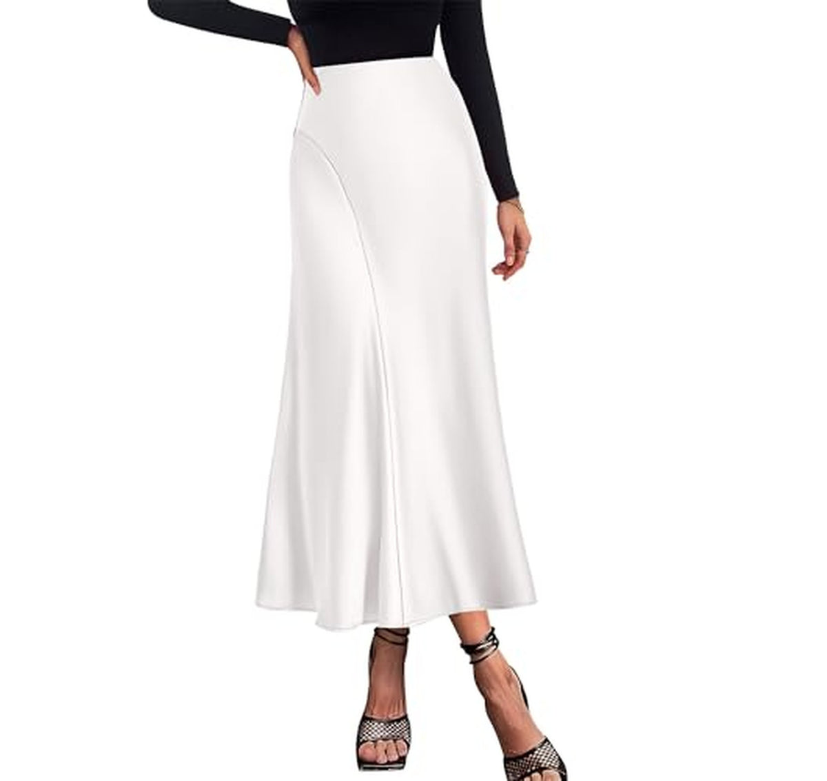 Satin High Waisted A-Line Maxi Skirt