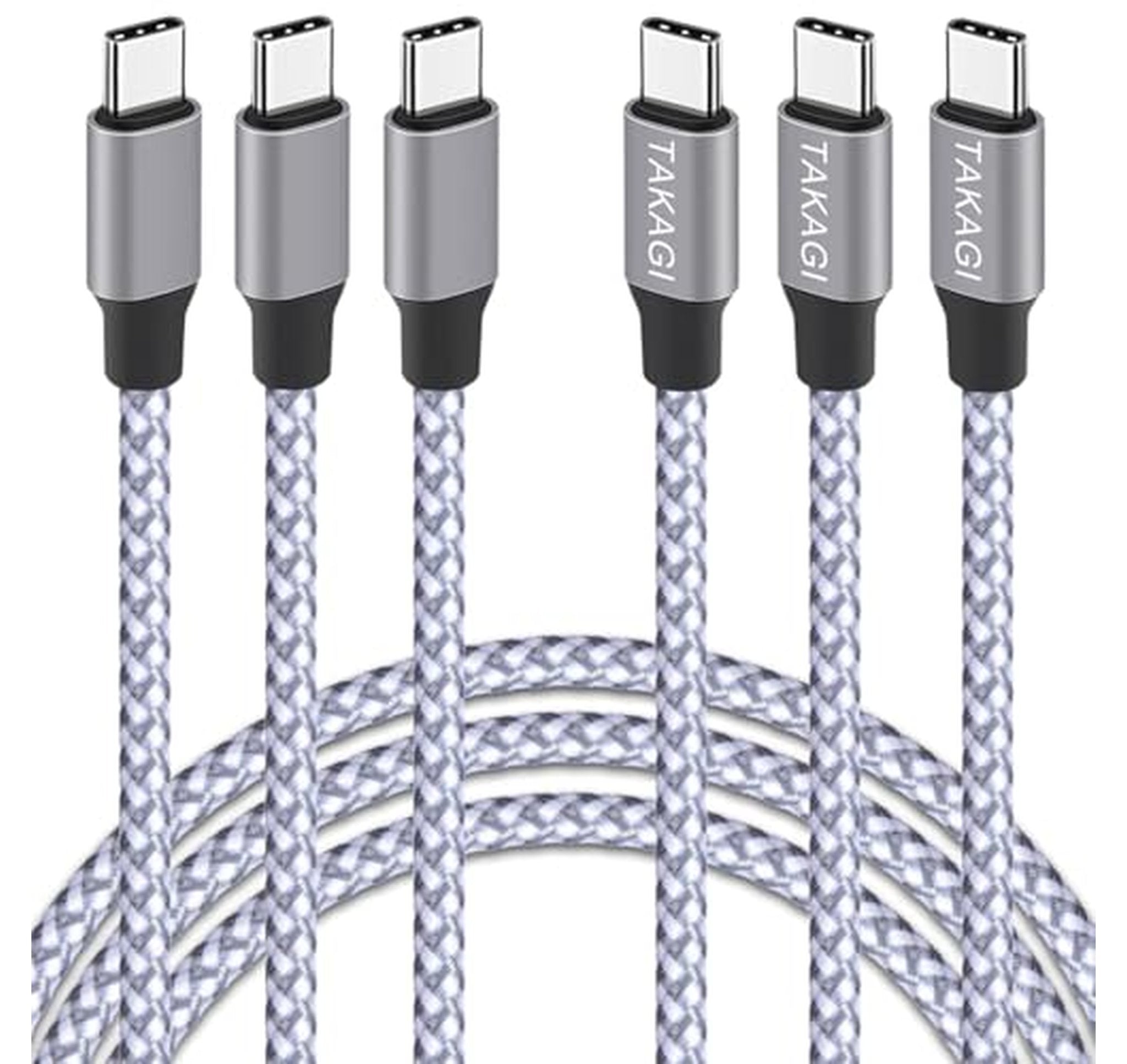 3 Pack 60W USB C to USB C Cables