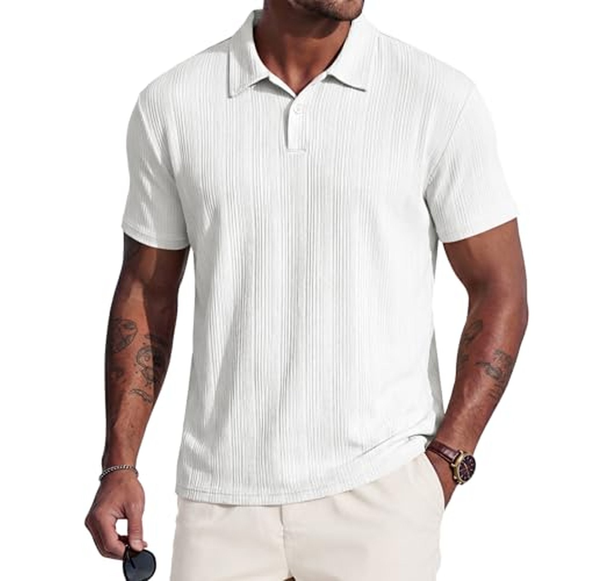 Textured Knit Short Sleeve Polo Shirt (3 Colors)