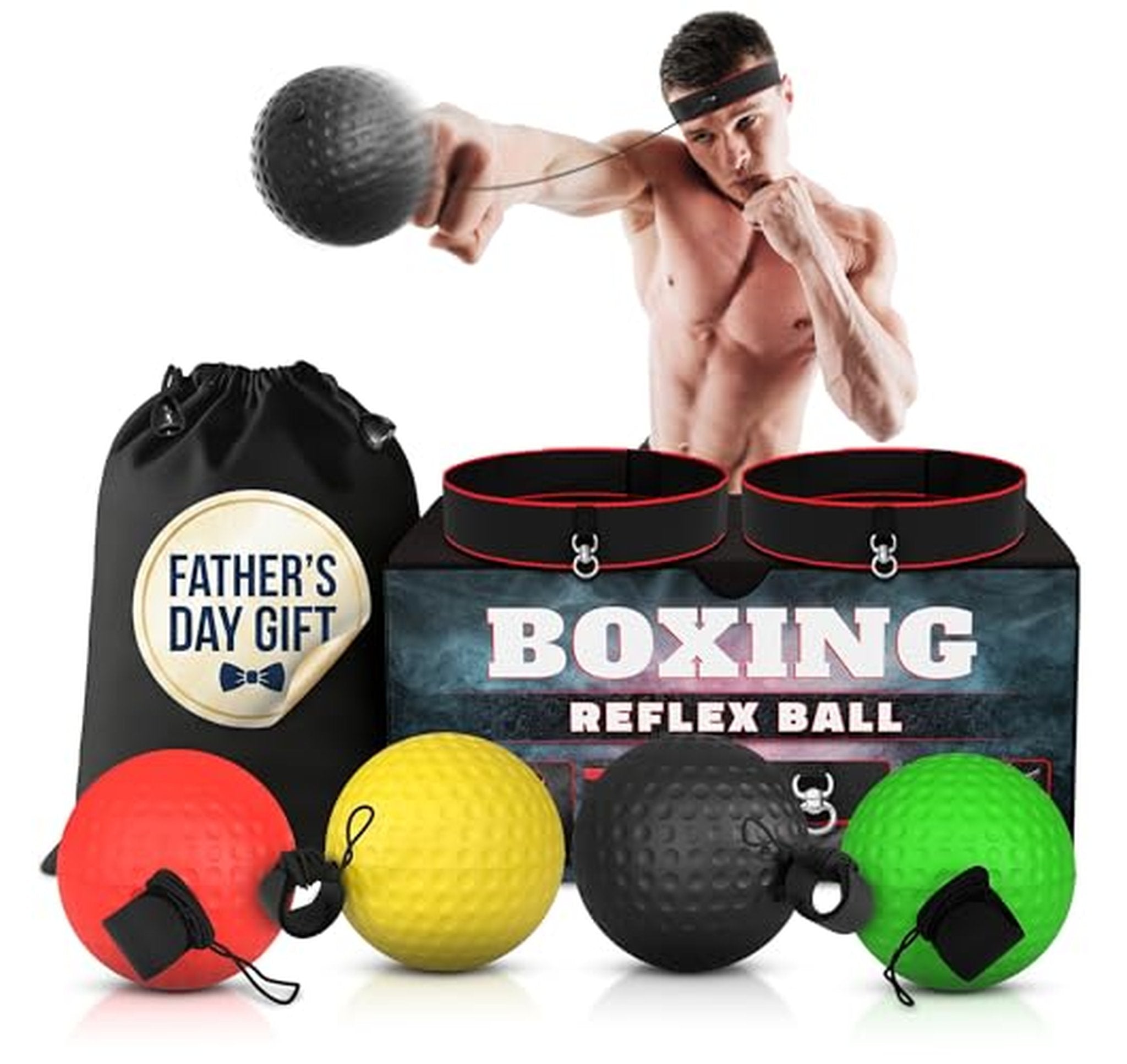 4 Pack Boxing Reflex Balls with Headbands