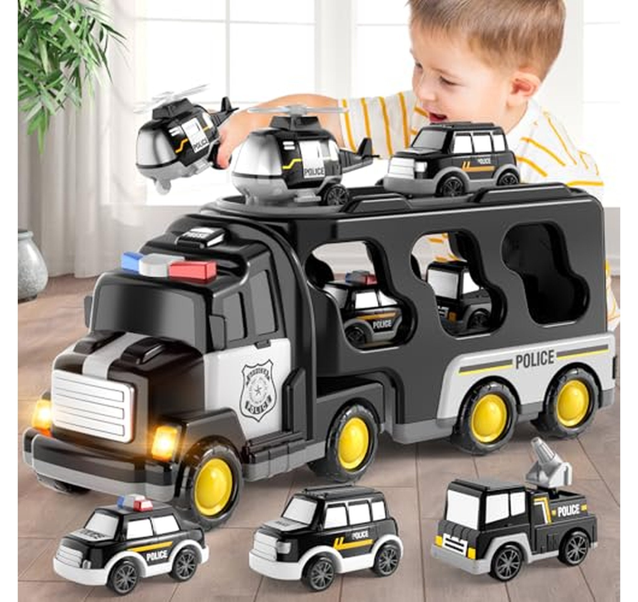 5 in 1 Police Transport Carrier Truck Toy Set