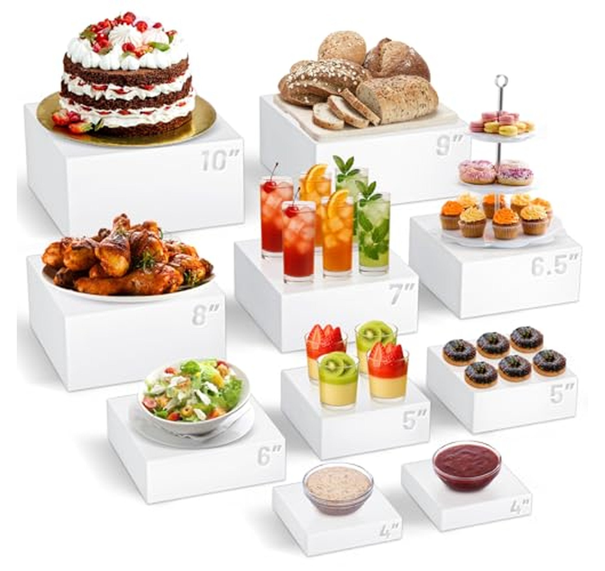 10 Pack Acrylic Buffet Risers Food Display Stands