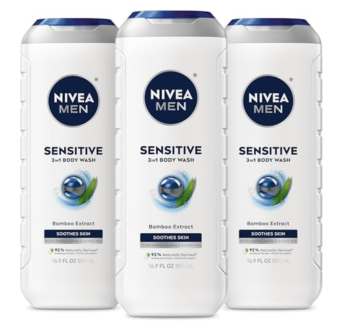 6 Pack NIVEA MEN Sensitive 3-in-1 Body Wash