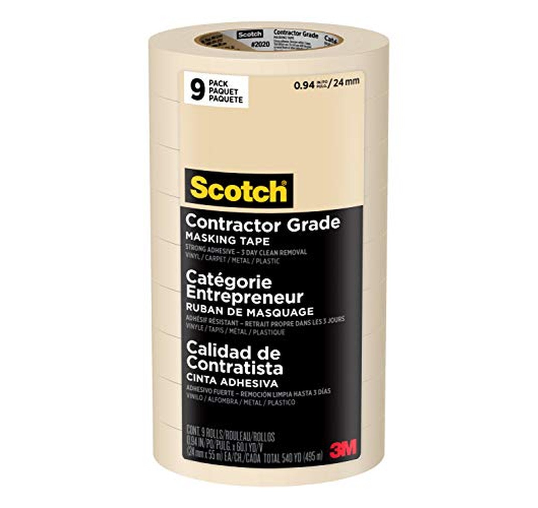 9 Pack Scotch Contractor Grade Masking Tape Rolls