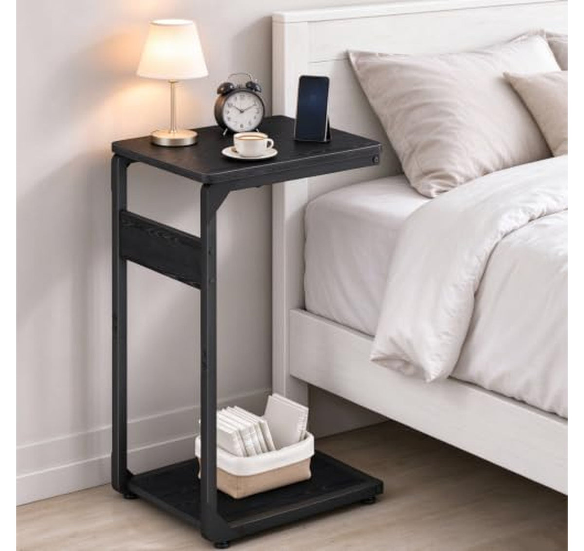 Adjustable C-Shaped Sofa Side Table Nightstand