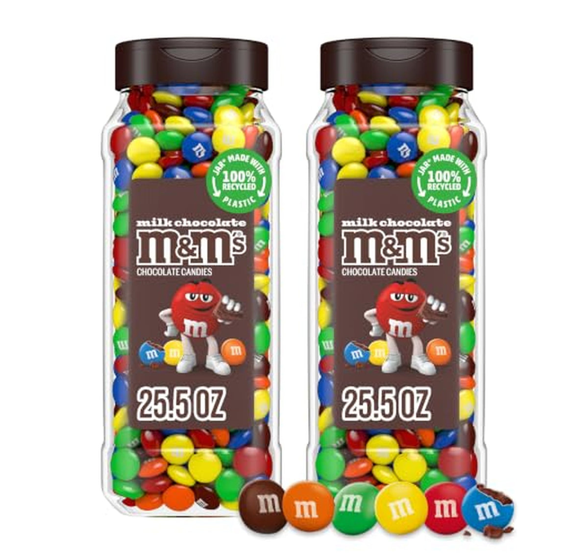 2 Pack M&M's Milk Chocolate Candy Jars 25.5 oz
