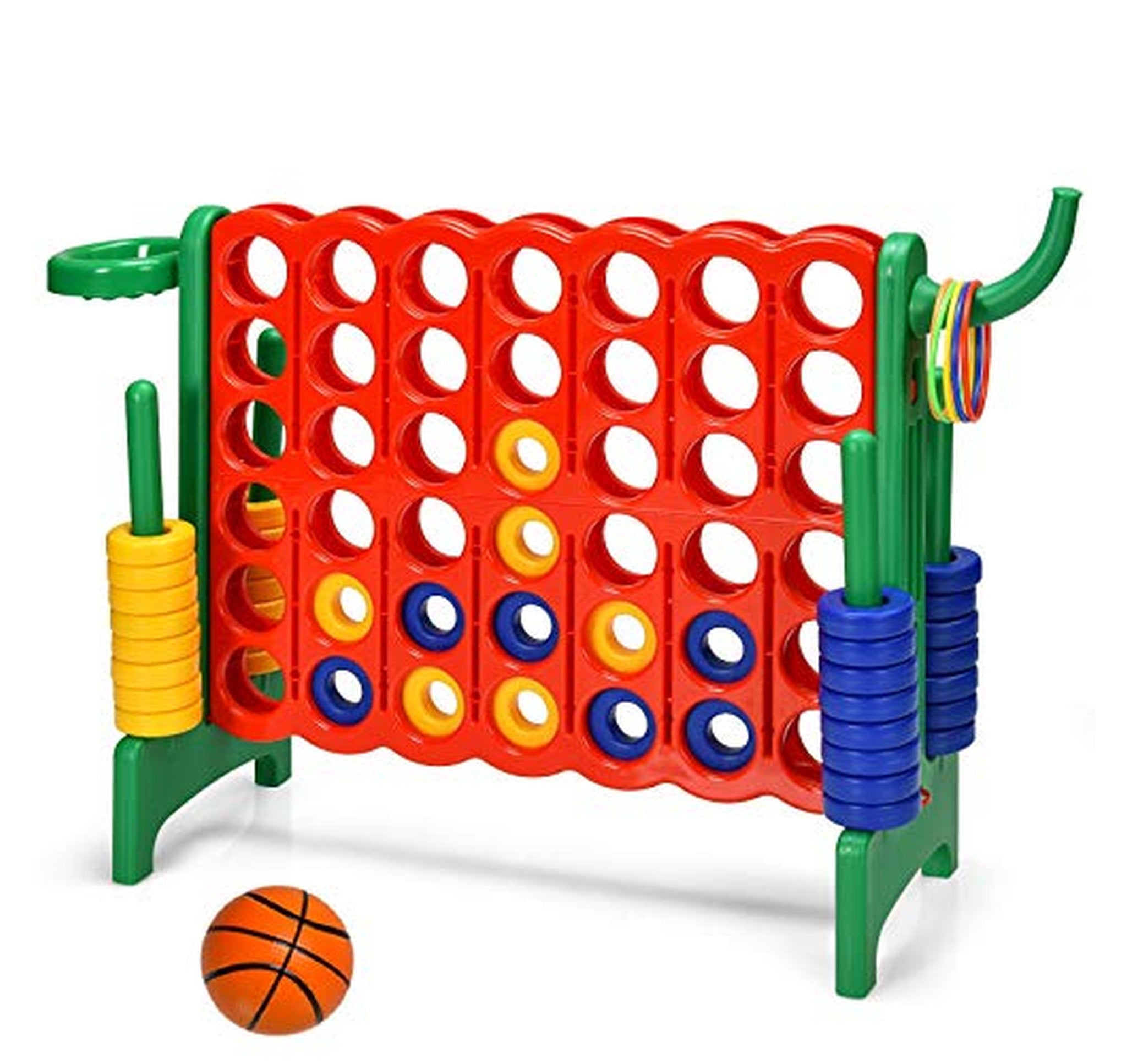 Giant 4-in-a-Row Game with Basketball Hoop
