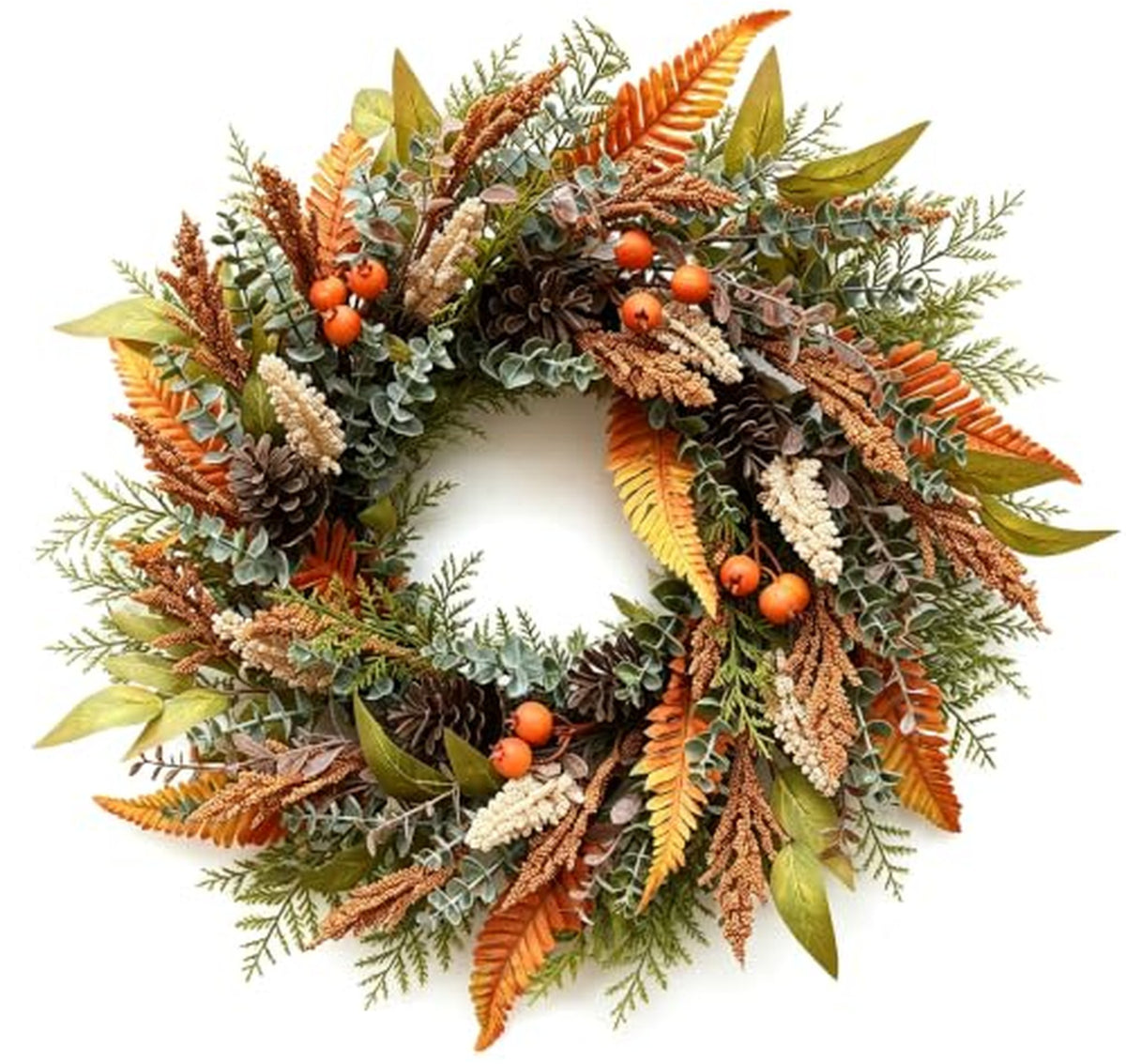 26-Inch Fall Eucalyptus Wheat Front Door Wreath