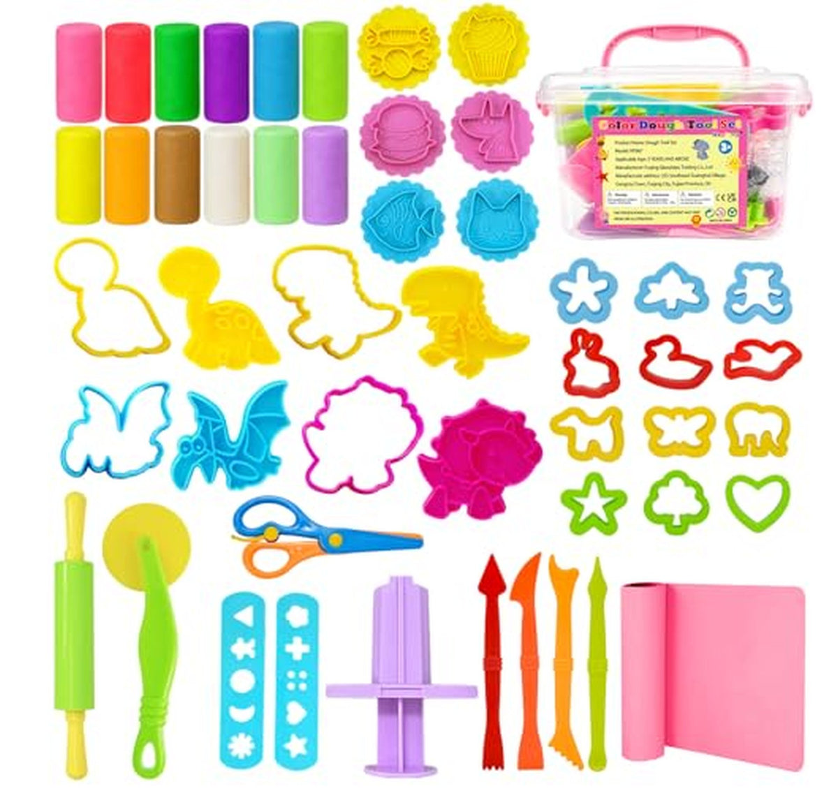 46 Piece Kids Dough Tools Set with Storage Box