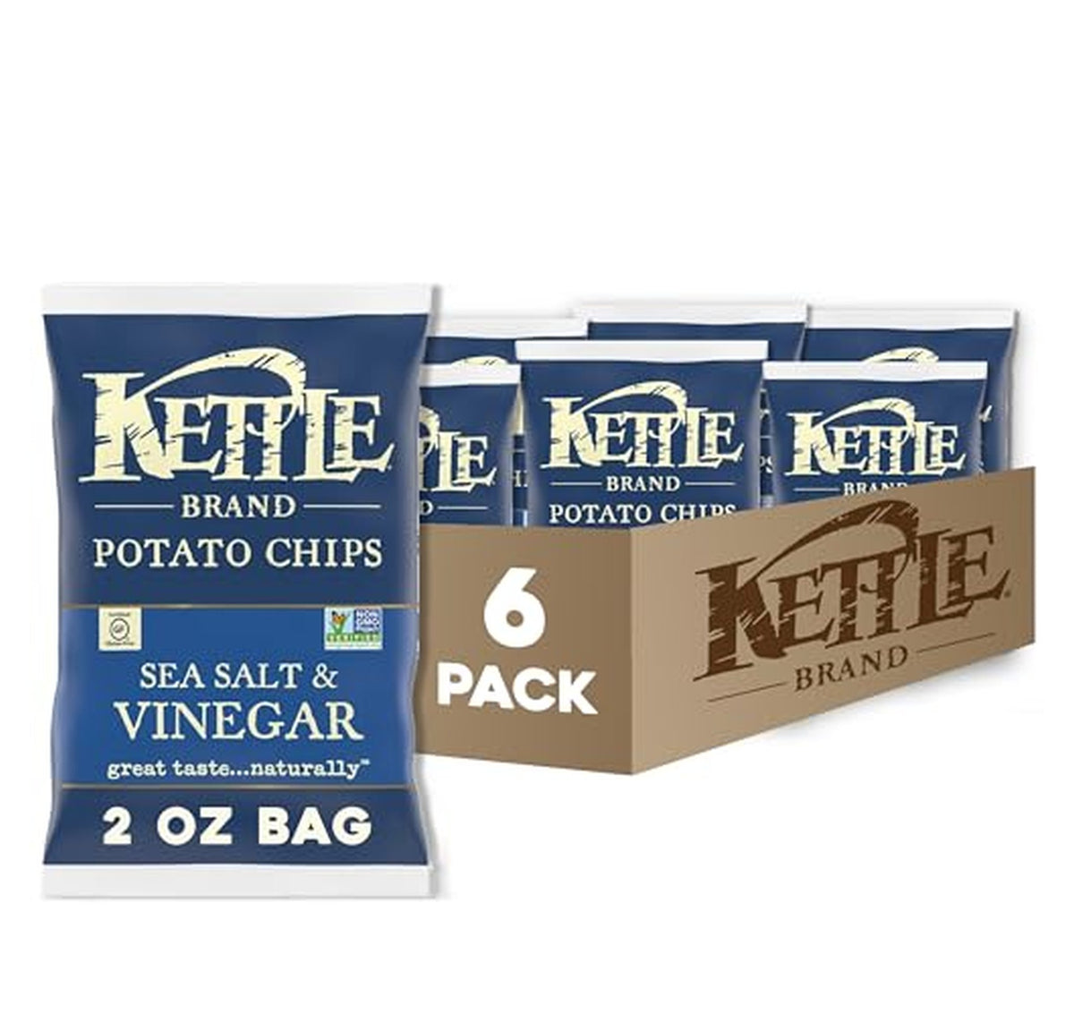 6 Pack Kettle Brand Salt & Vinegar Potato Chips