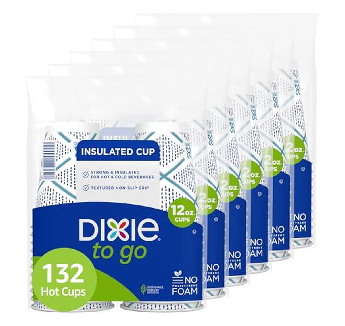 132 Count Dixie 12 oz Insulated Paper Coffee Cups