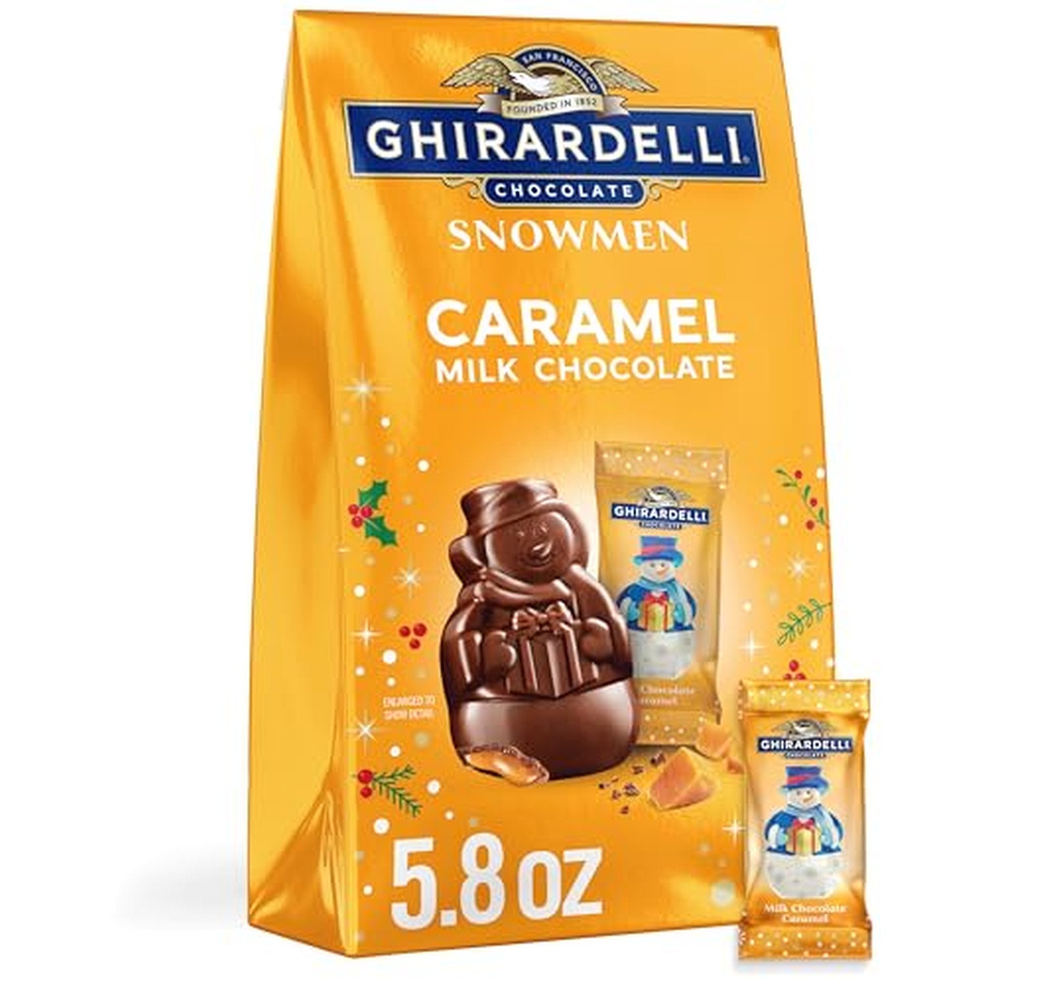 Ghirardelli Milk Chocolate Caramel Snowmen Candy Bag