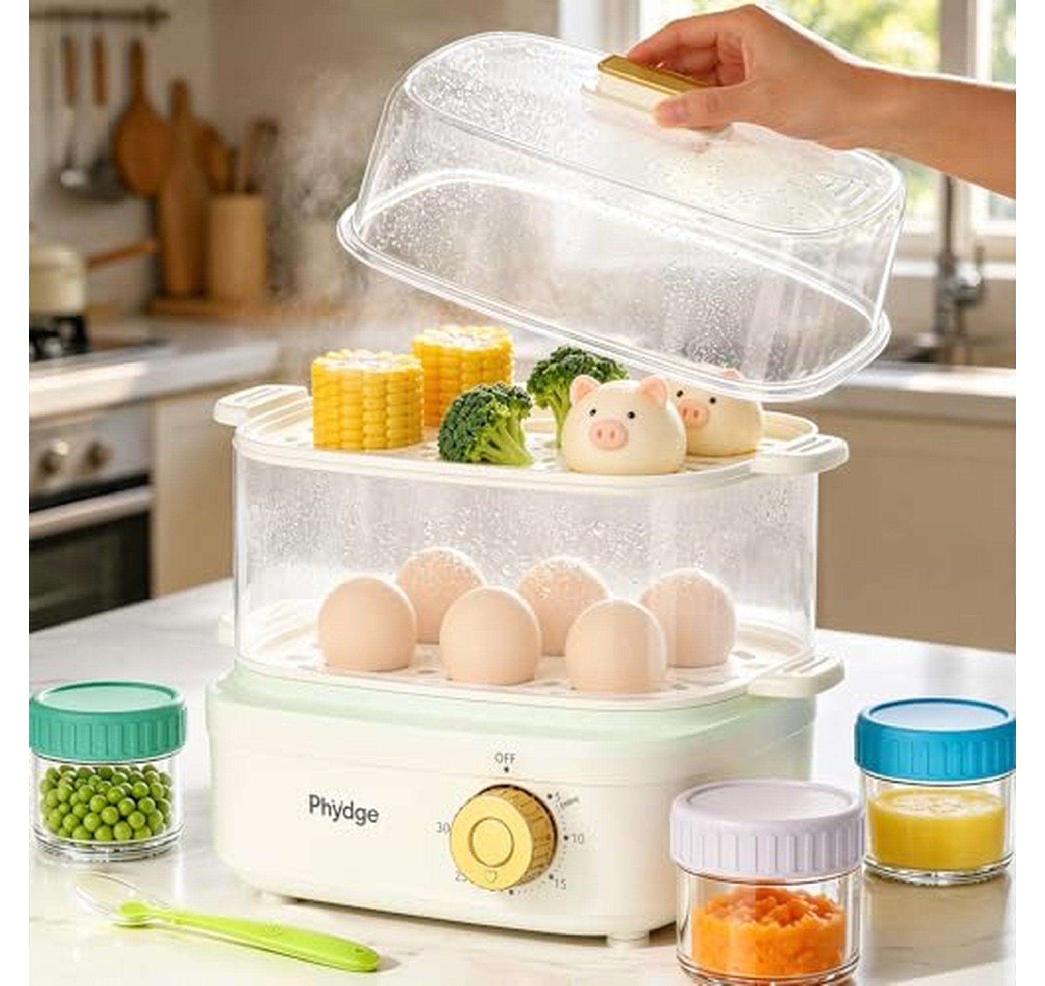 2-Tier Electric Food Steamer Rapid Egg Cooker