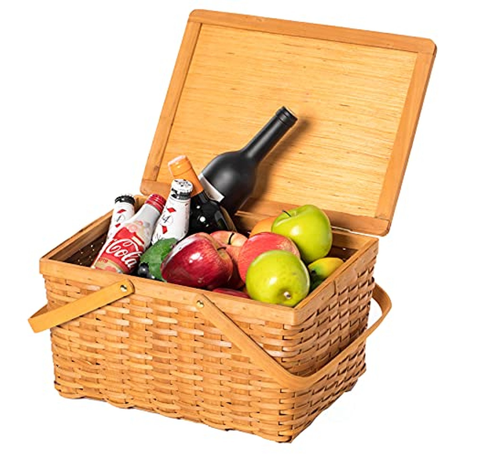 Lidded Woodchip Picnic Storage Basket with Handles