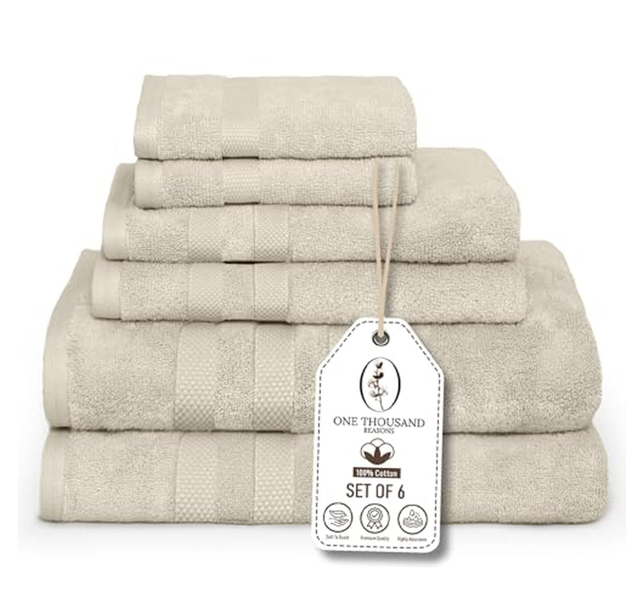 6 Piece 600 GSM Cotton Bathroom Towel Set