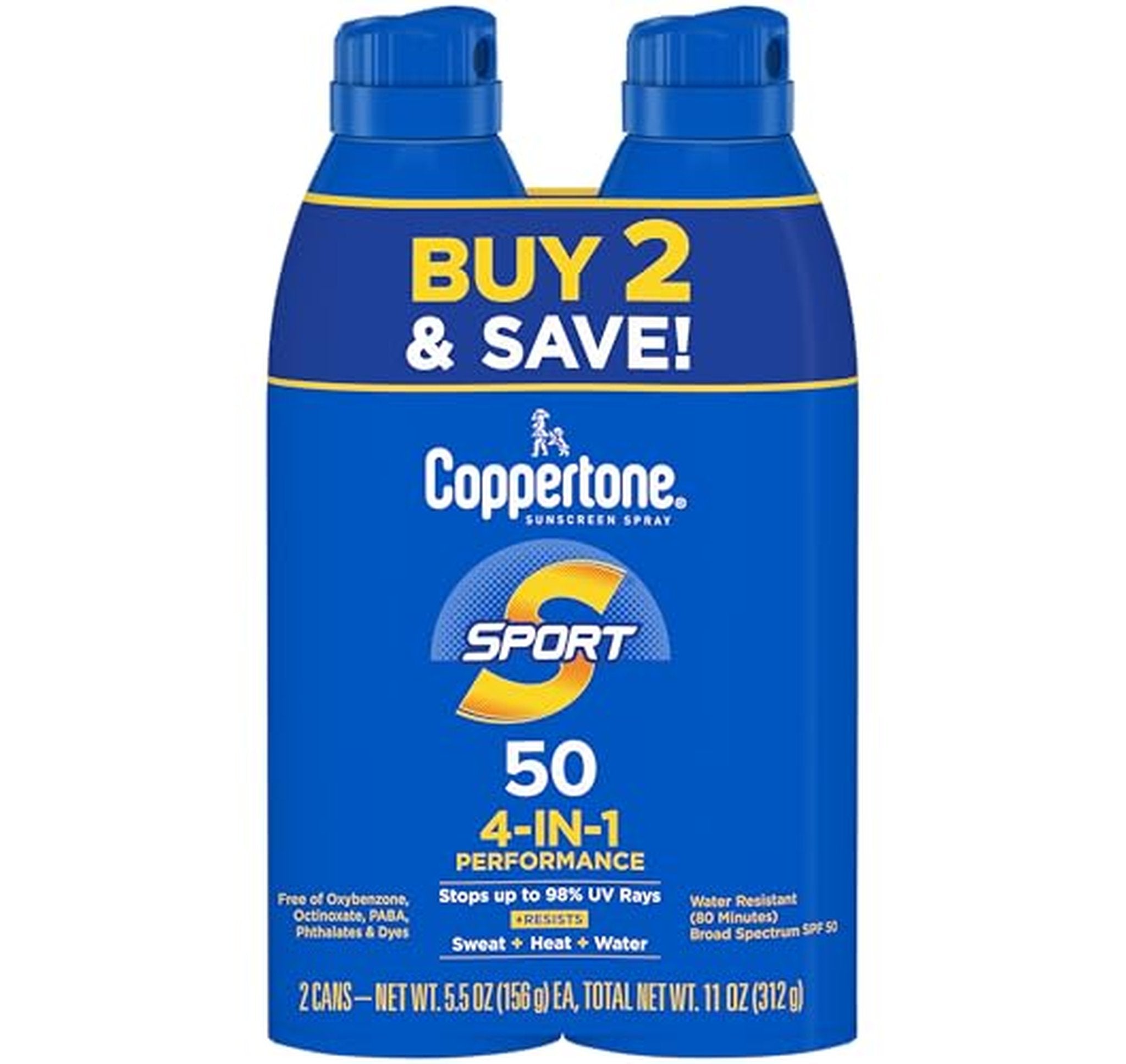 2 Pack Coppertone Sport SPF 50 Sunscreen Spray