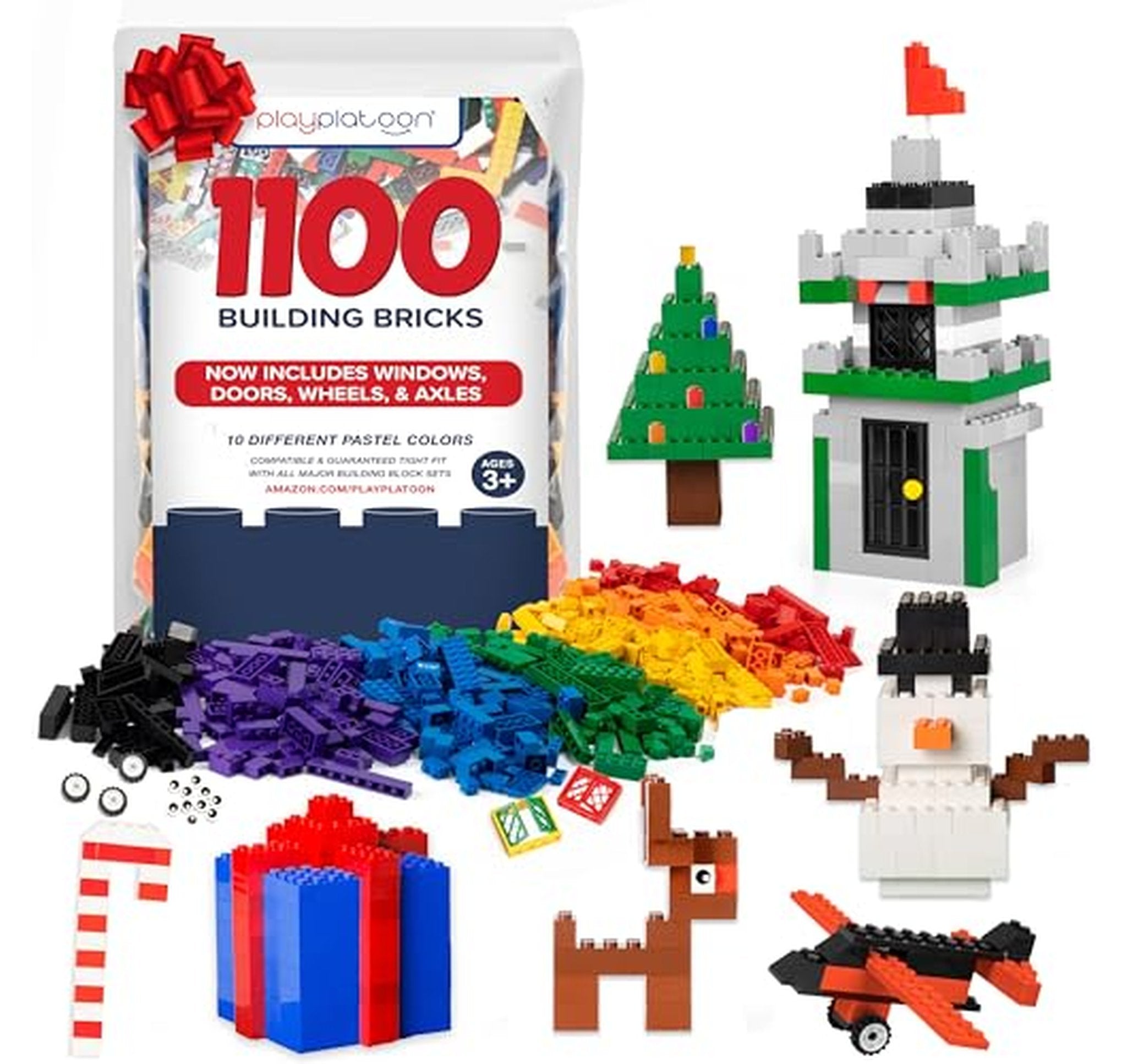 1100 Piece Building Bricks Set with Wheels