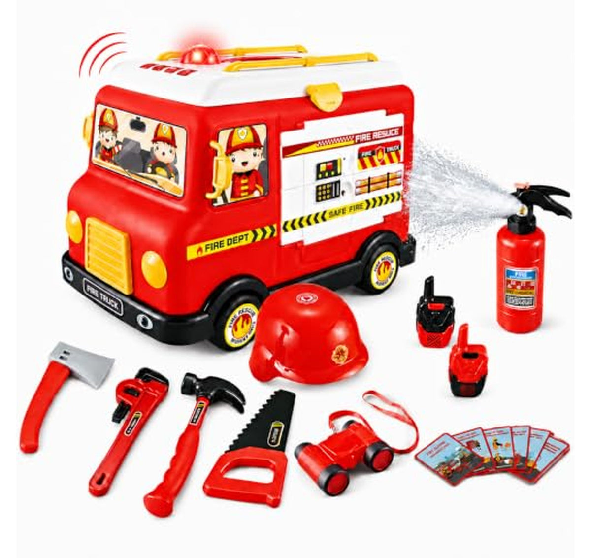 Electric Firetruck Toy with 33 Firefighter Tools
