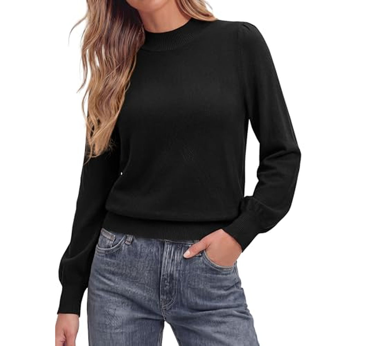 Mock Neck Long Sleeve Knit Sweater (8 Colors)