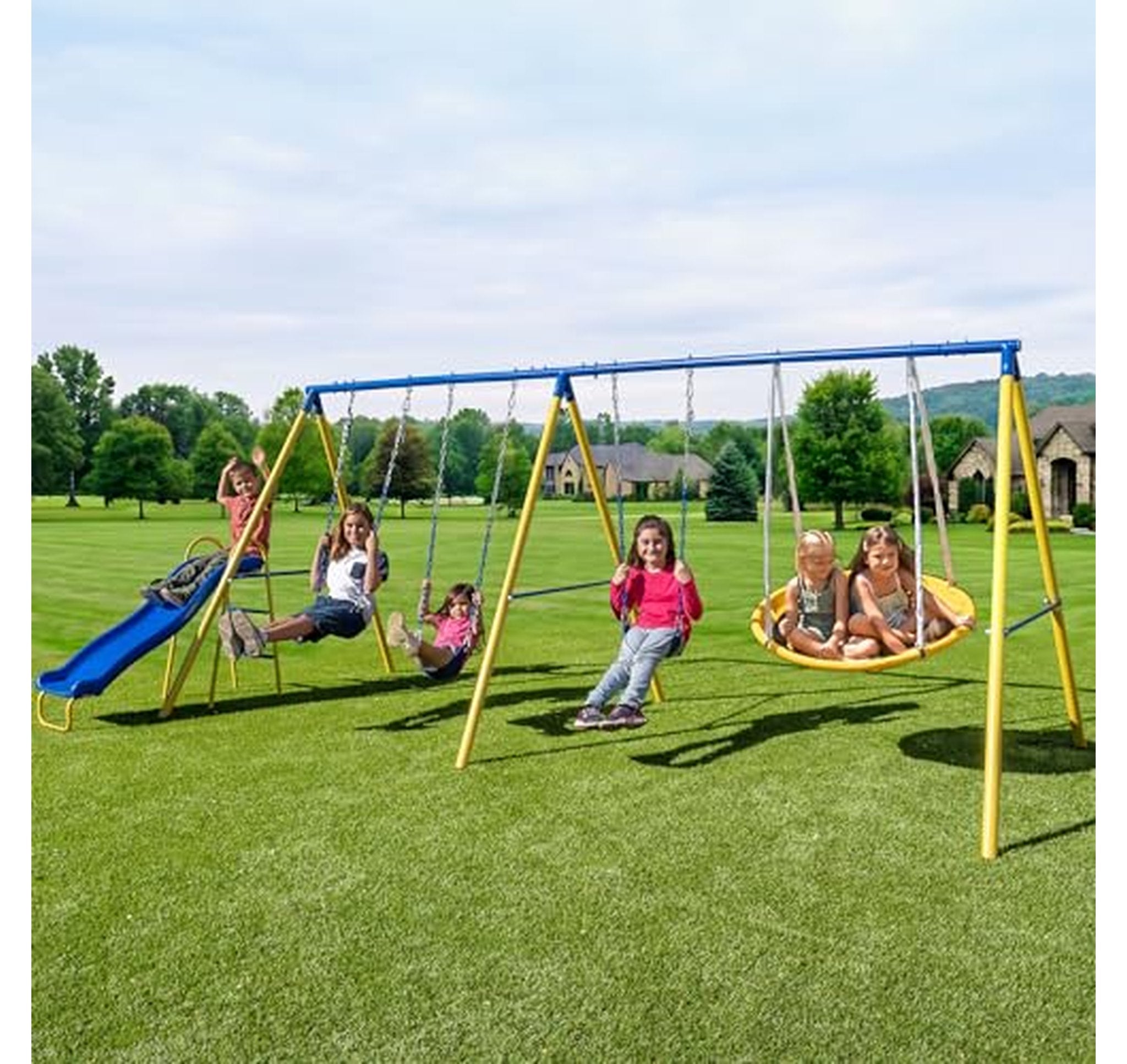 Sportspower Triple Swing and Slide Backyard Playset