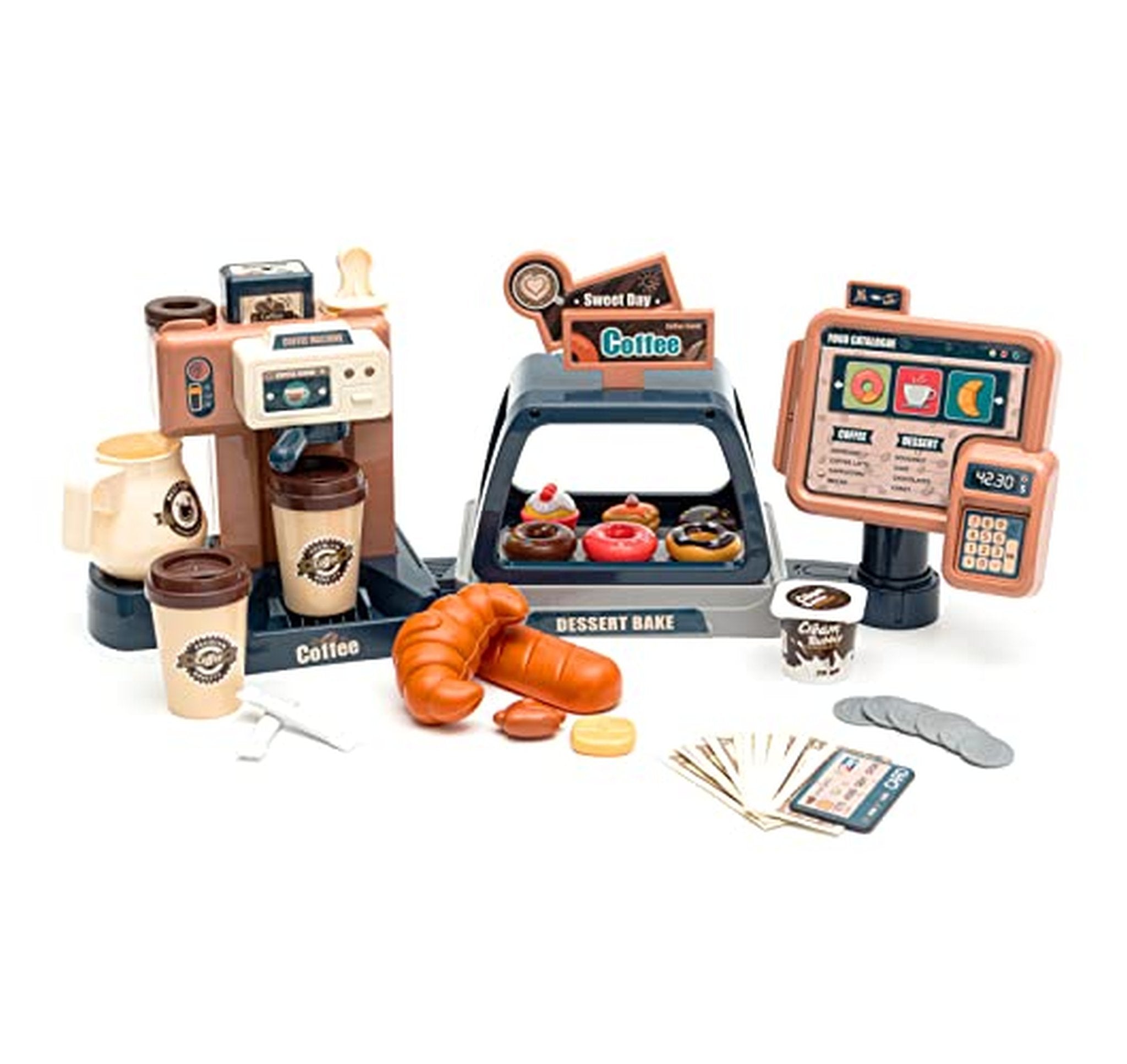 41 Piece Kids Coffee Shop Playset with Cash Register