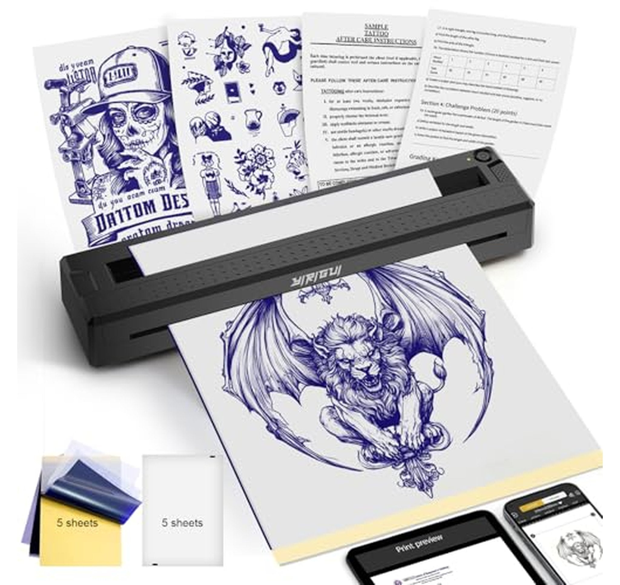 Wireless 2-in-1 Tattoo Stencil Document Printer