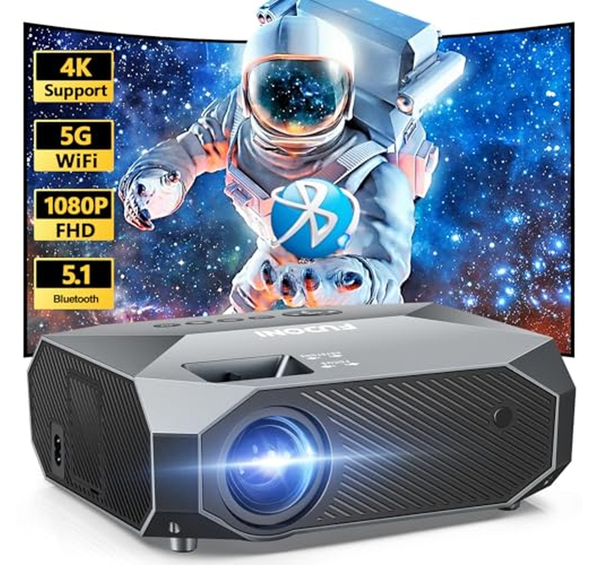 1080p WiFi Bluetooth Outdoor Movie Projector 300-Inch
