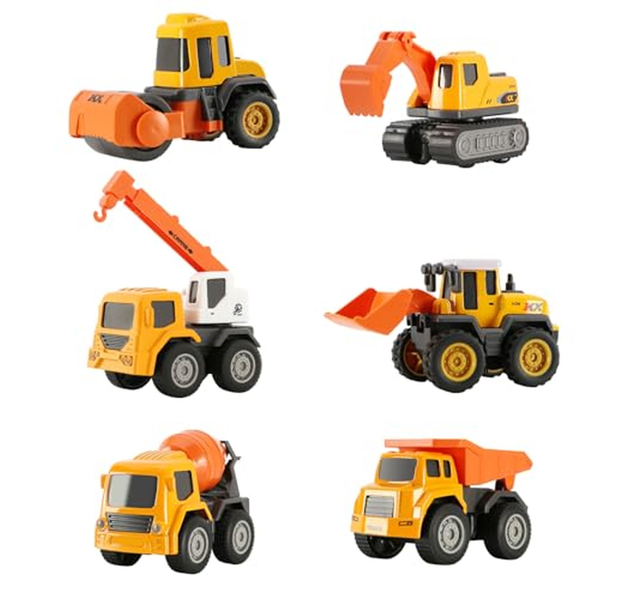 6 Pack Mini Die-Cast Construction Vehicle Toy Set