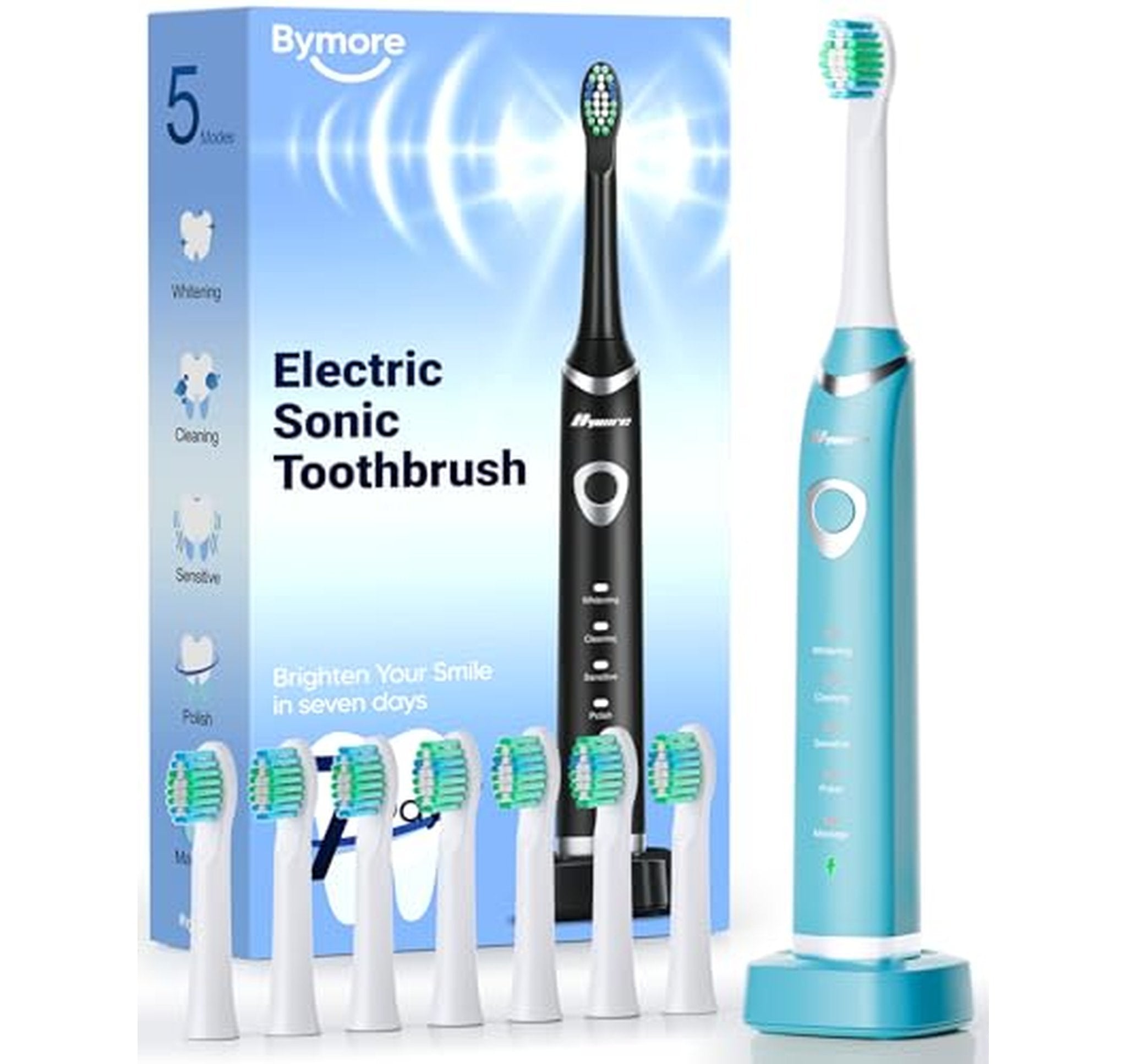 Rechargeable Sonic Electric Toothbrush with 8 Brush Heads