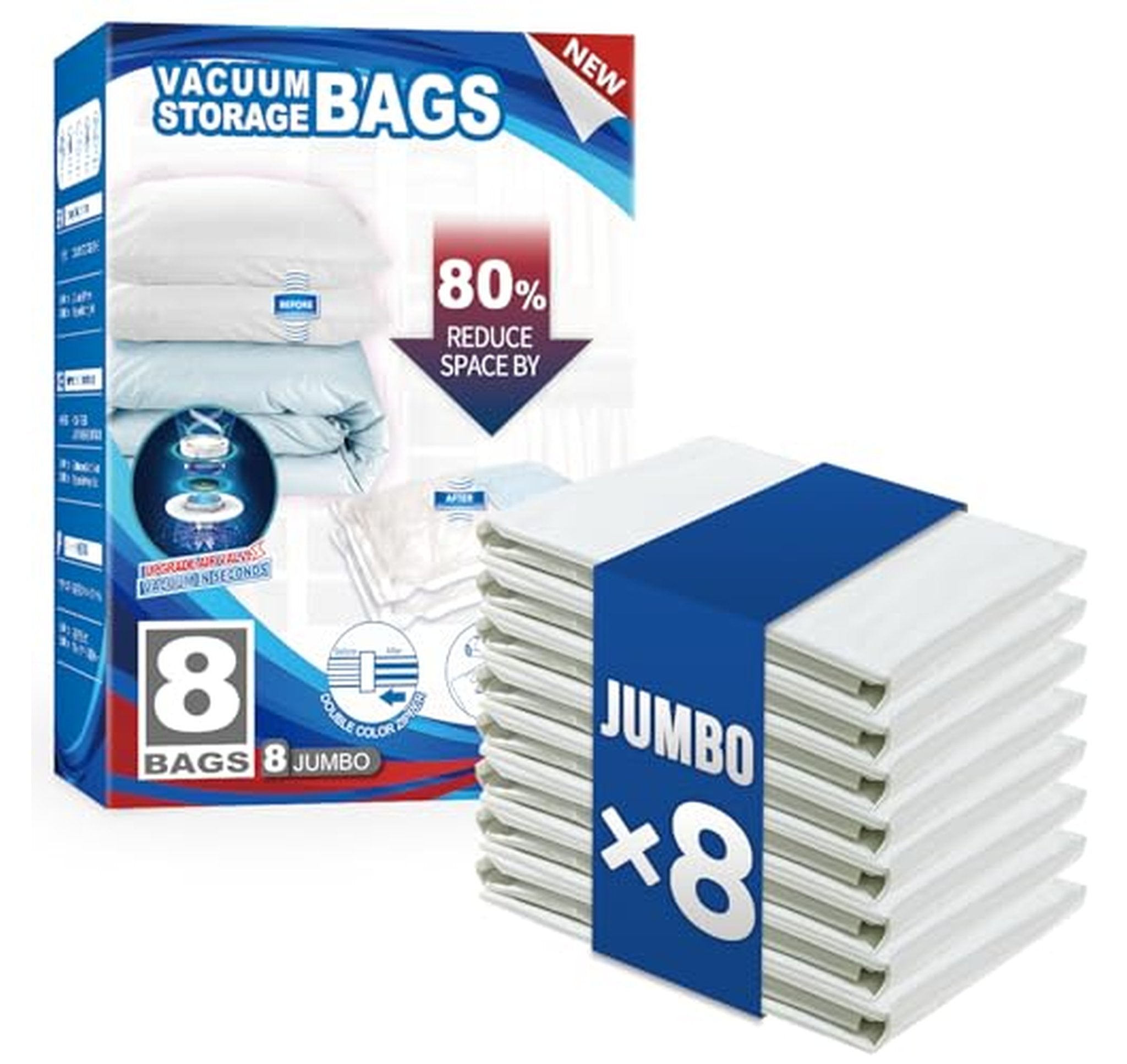 8 Pack Jumbo Vacuum Storage Bags for Bedding