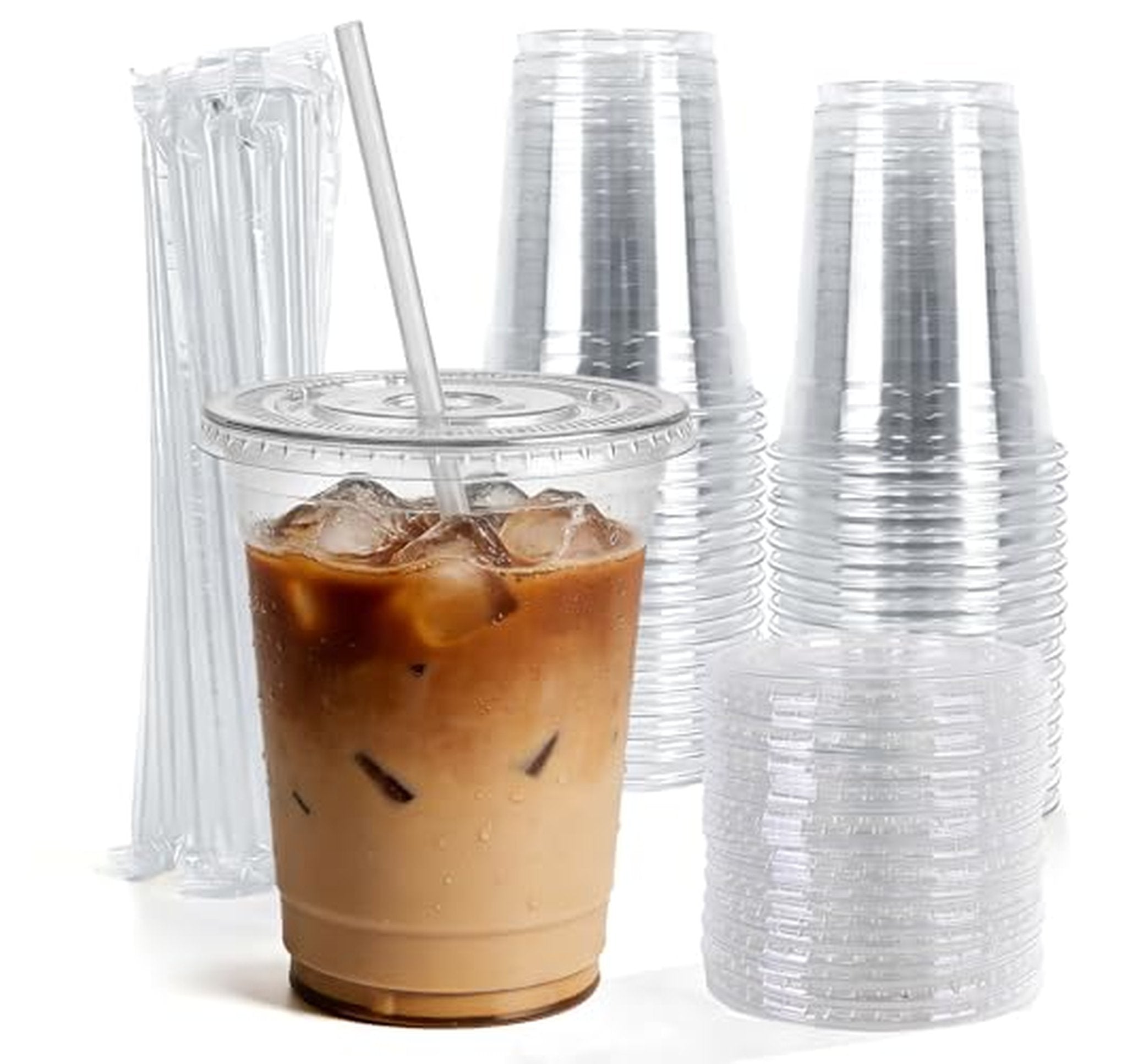 500 Pack 12 oz Disposable Plastic Cups with Lids