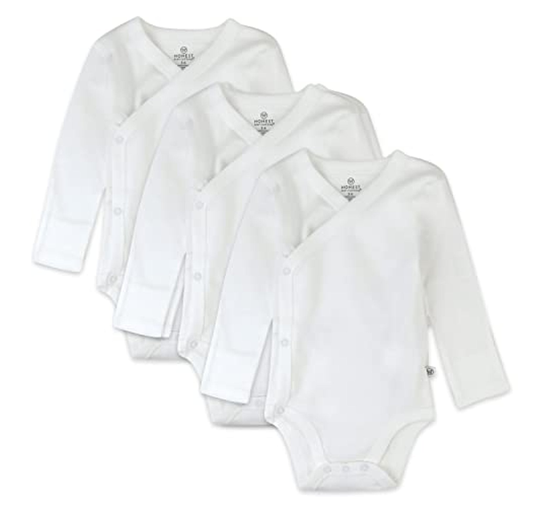 3 Pack Organic Cotton Baby Kimono Bodysuits Set