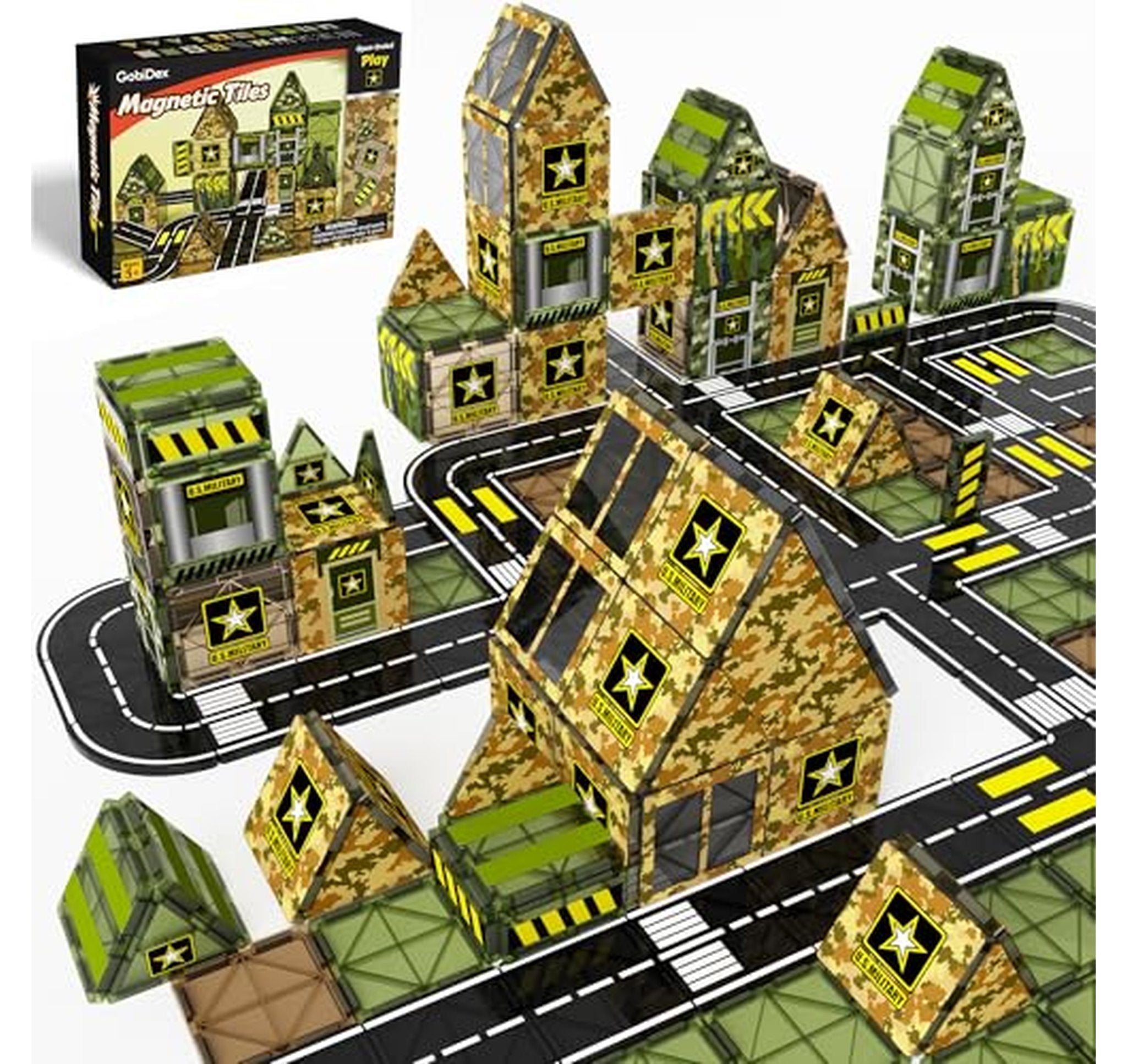 Magnetic Army Building Tiles STEM Toy Set
