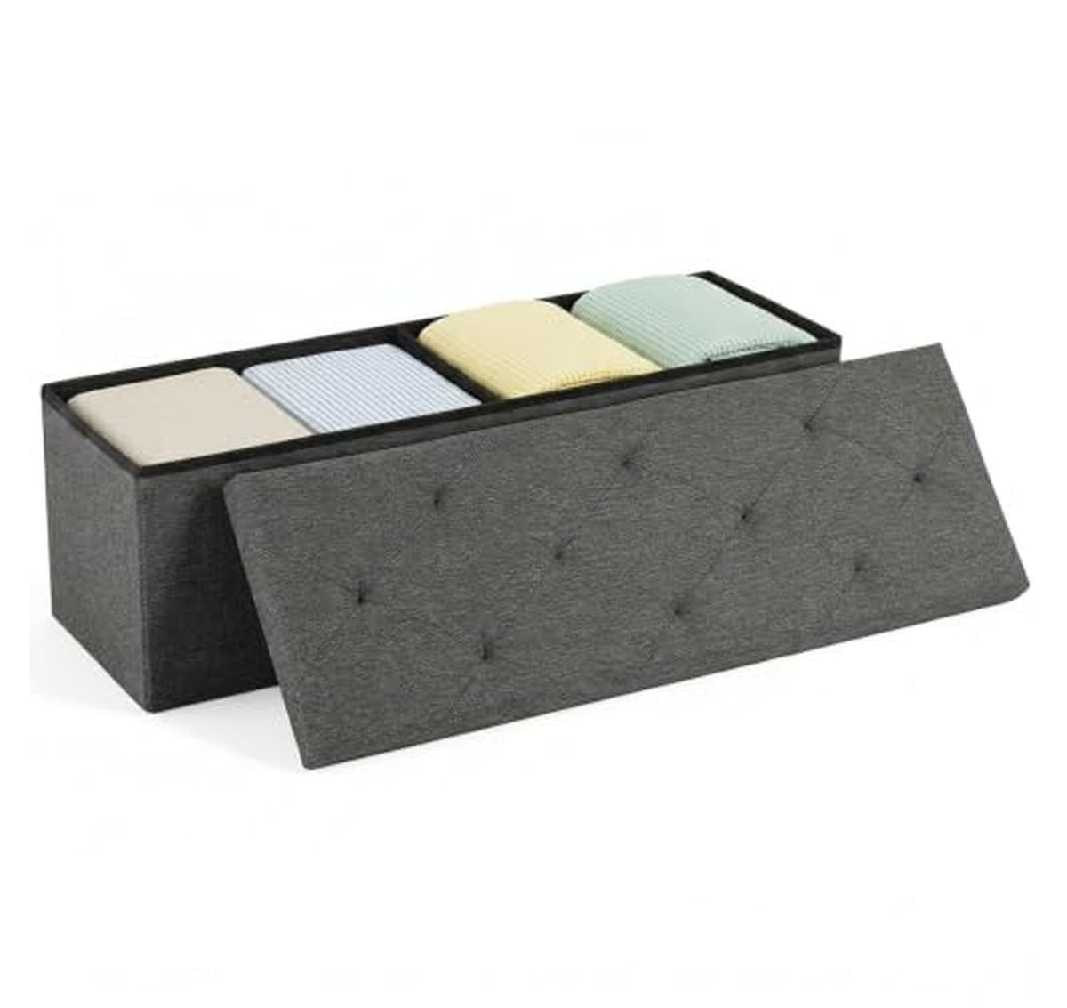 43-Inch Folding Storage Ottoman Bench with Hidden Compartment