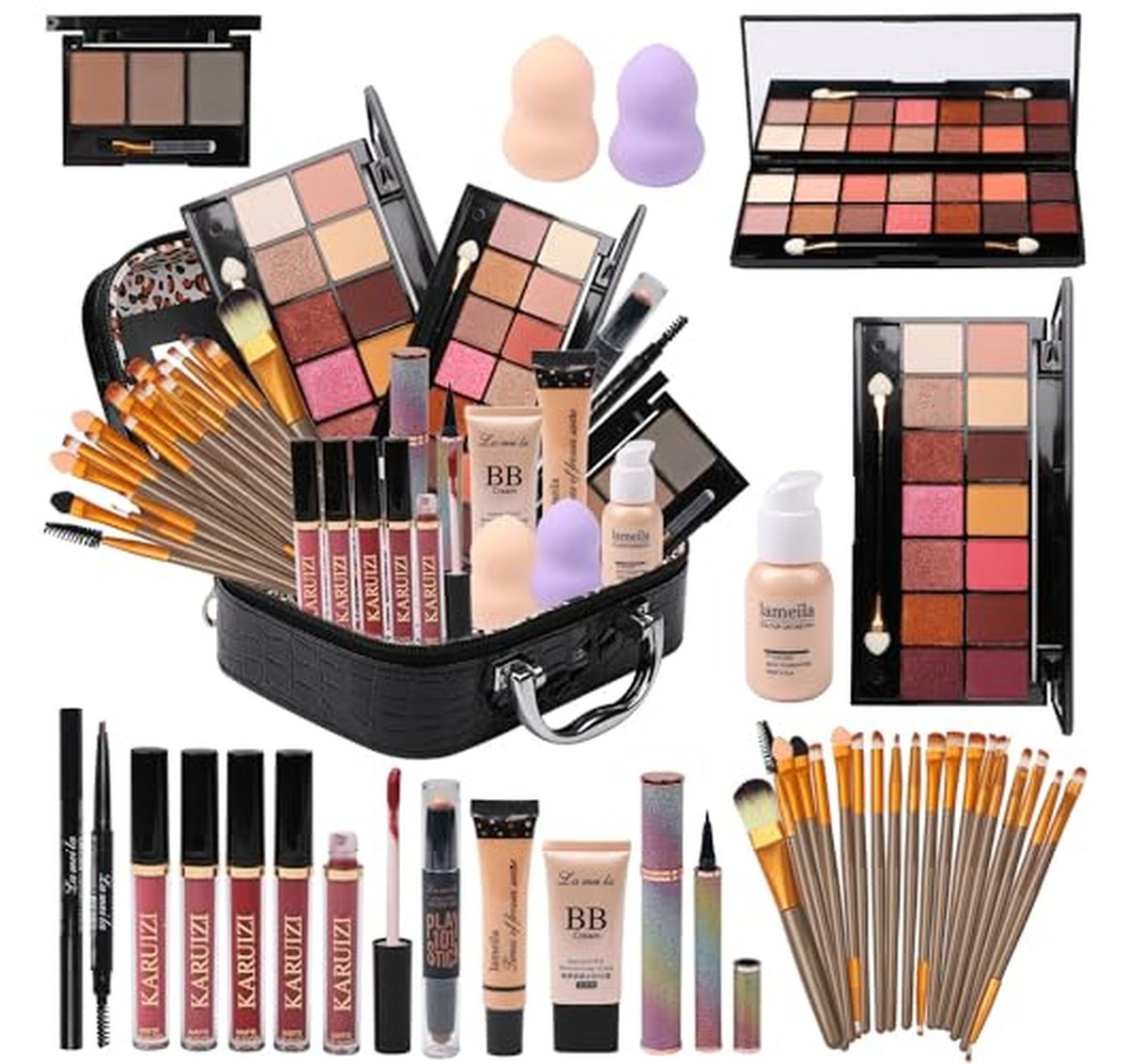 Makeup Kit with Eyeshadow Palette, Brushes and Bag