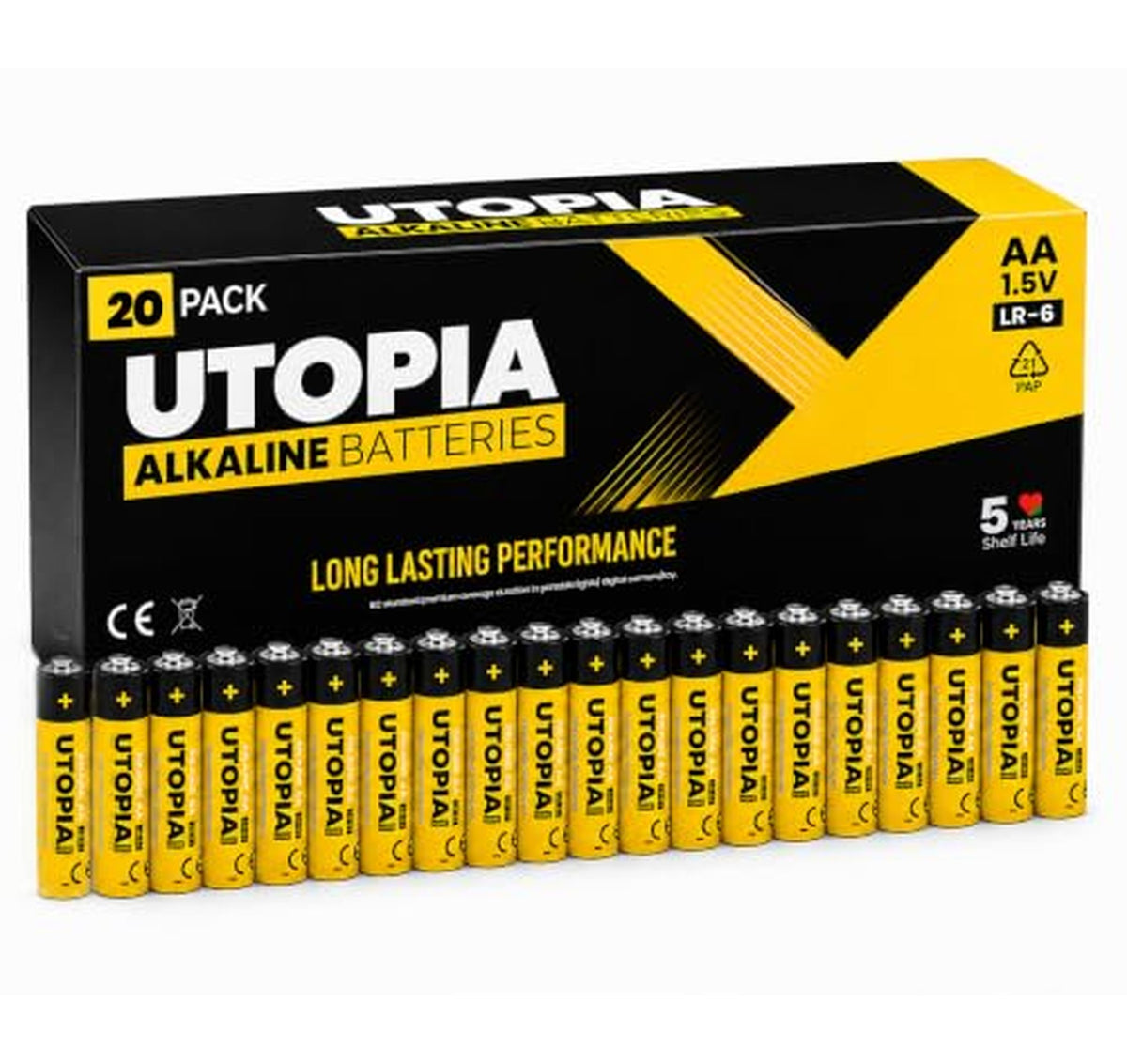 20 Pack 1.5V Alkaline AA Batteries