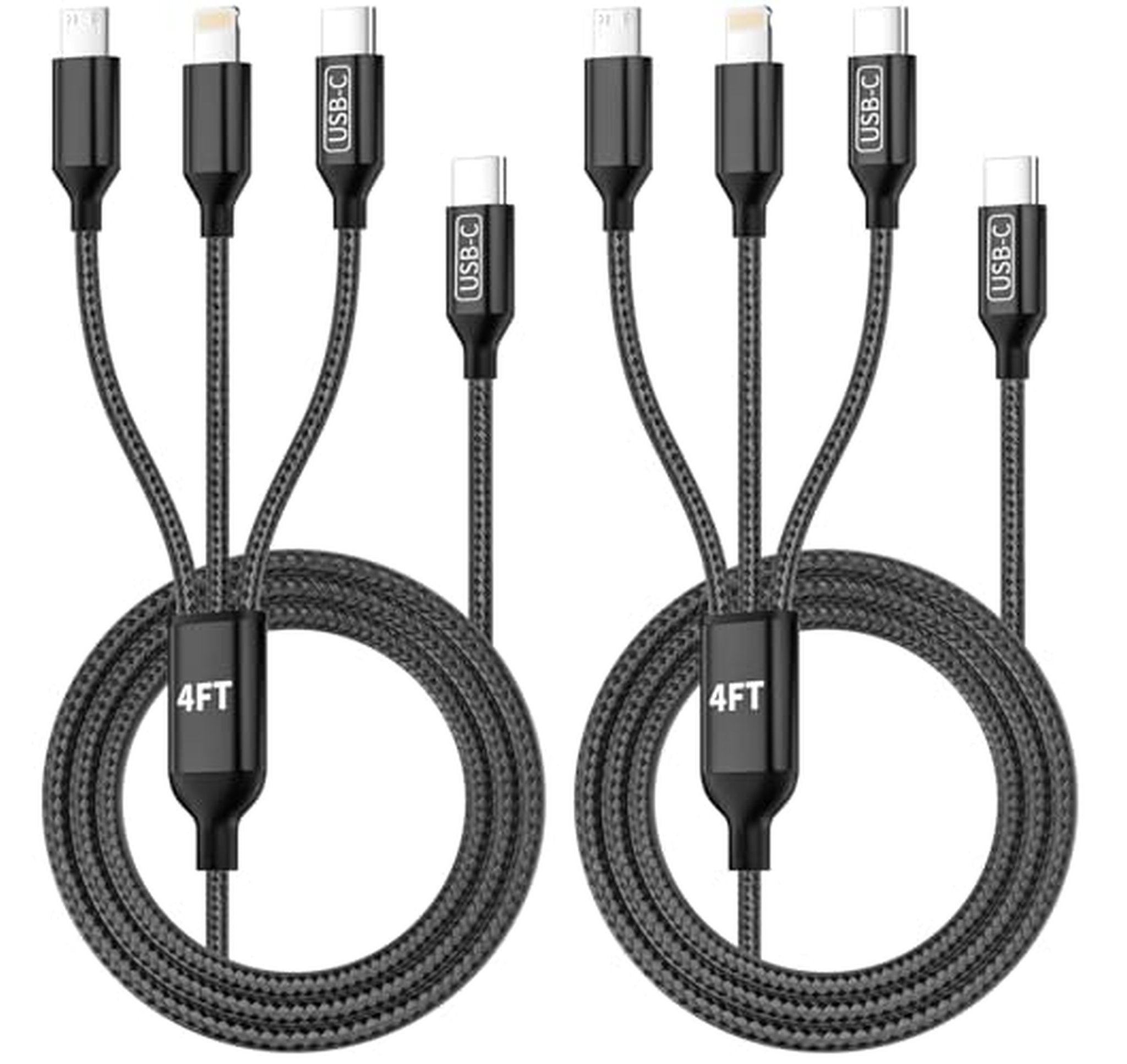 2 Pack 3-in-1 USB-C Multi Charging Cables