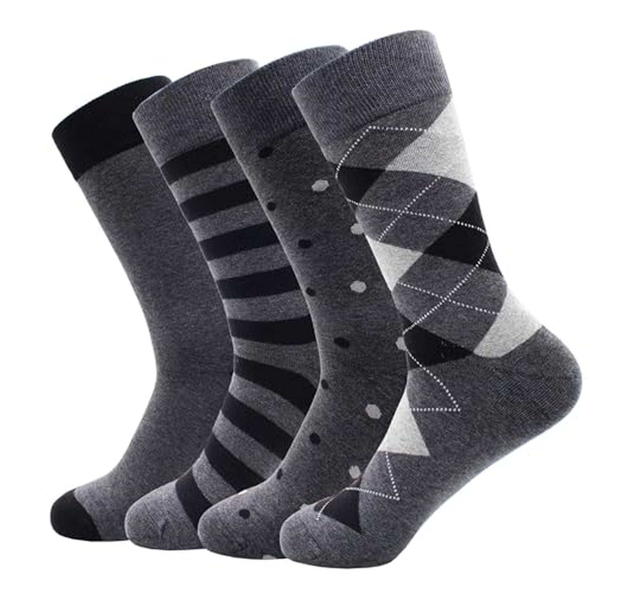 4 Pairs Cotton Crew Dress Socks for Men