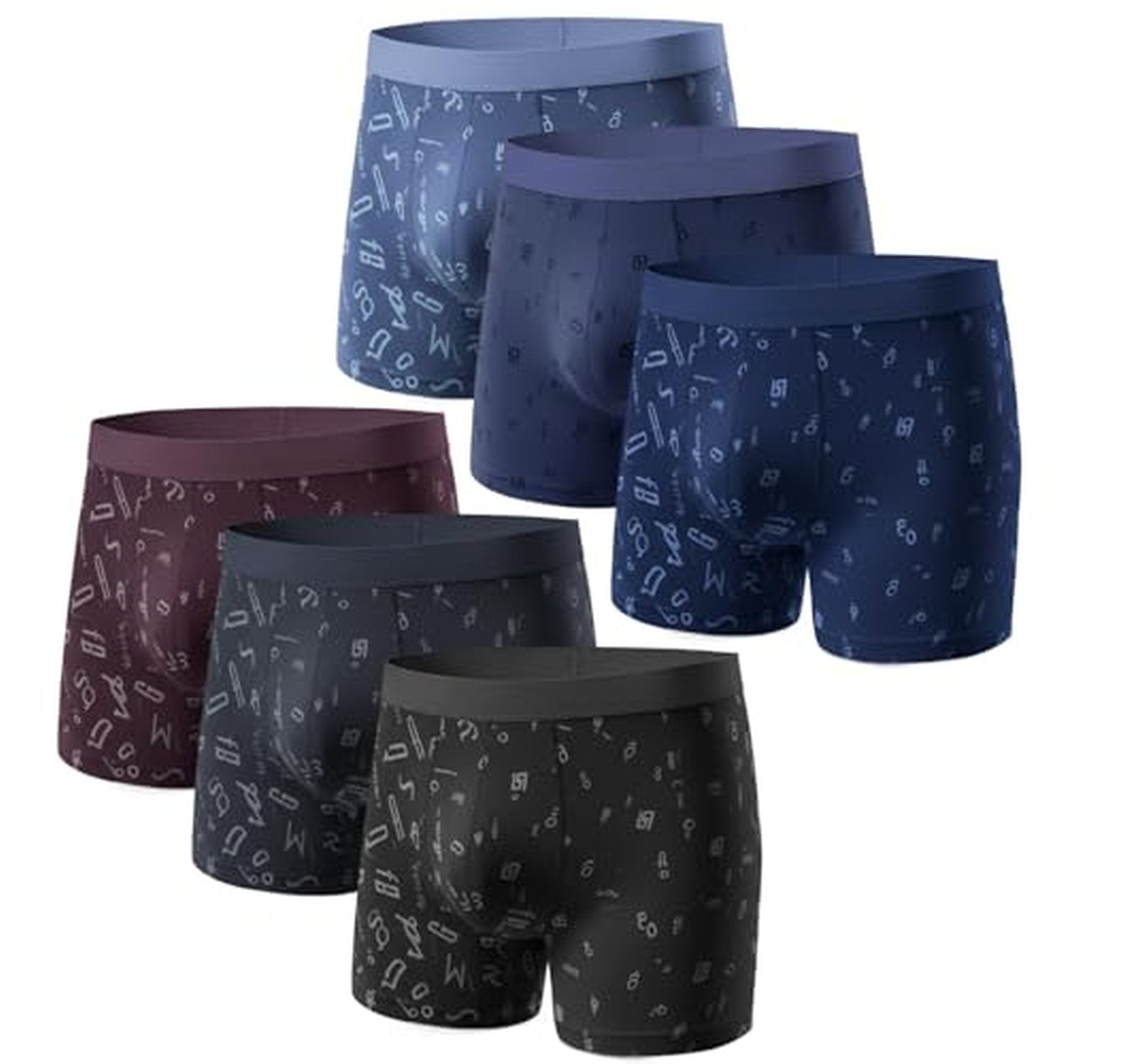 6 Pack Cotton Boxer Briefs Soft Breathable Underwear