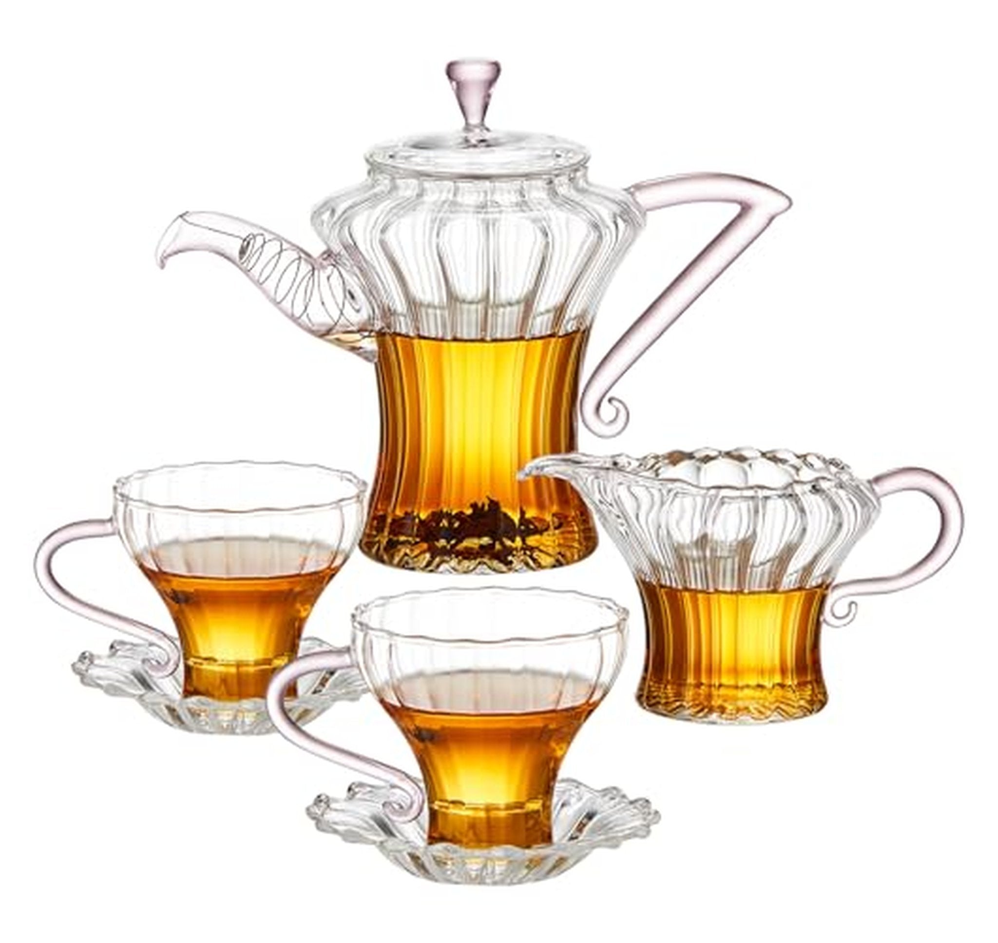 Glass Teapot with Infuser and 2 Glass Cups