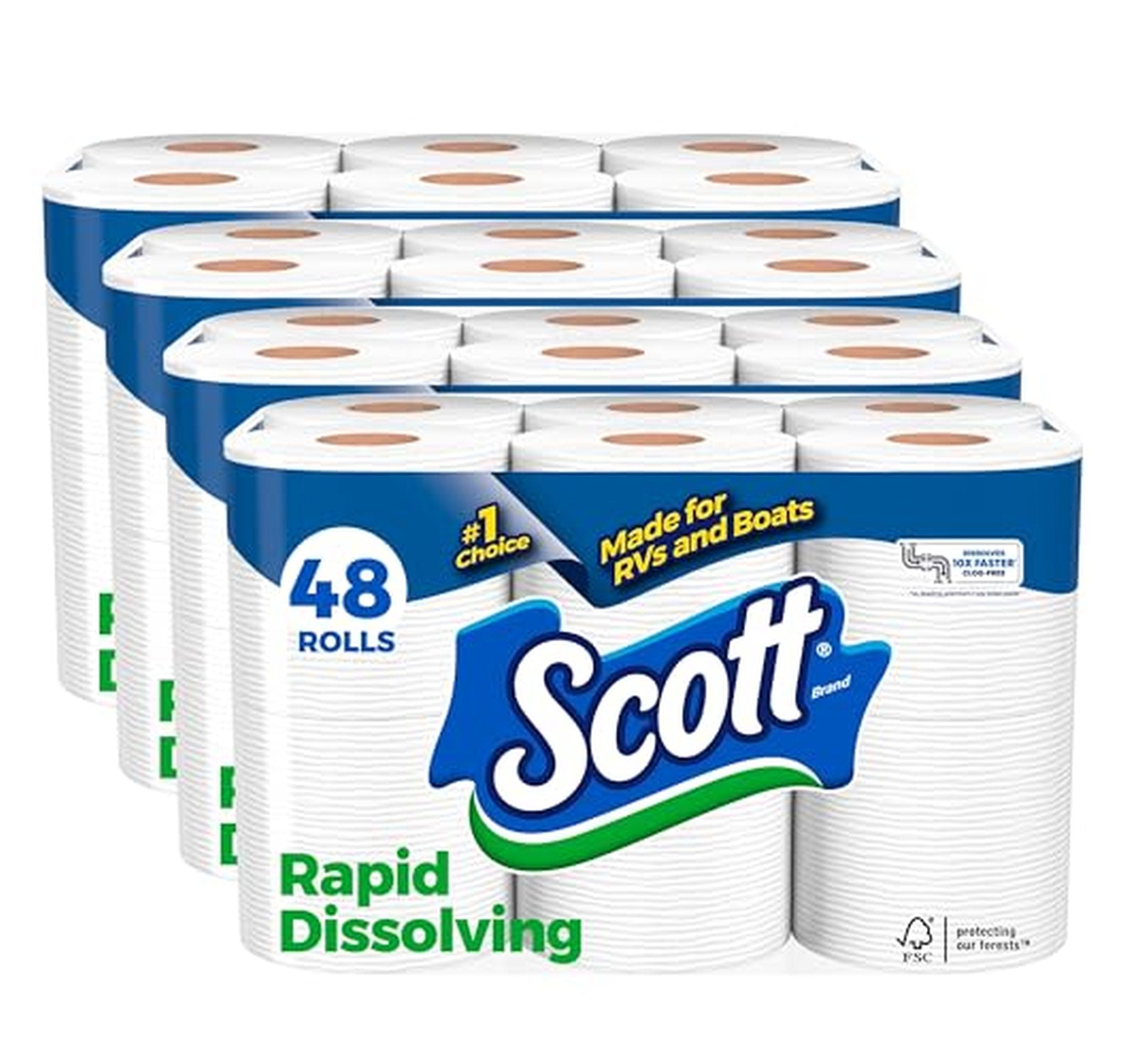 48 Rolls Scott Rapid-Dissolving Septic-Safe Toilet Paper