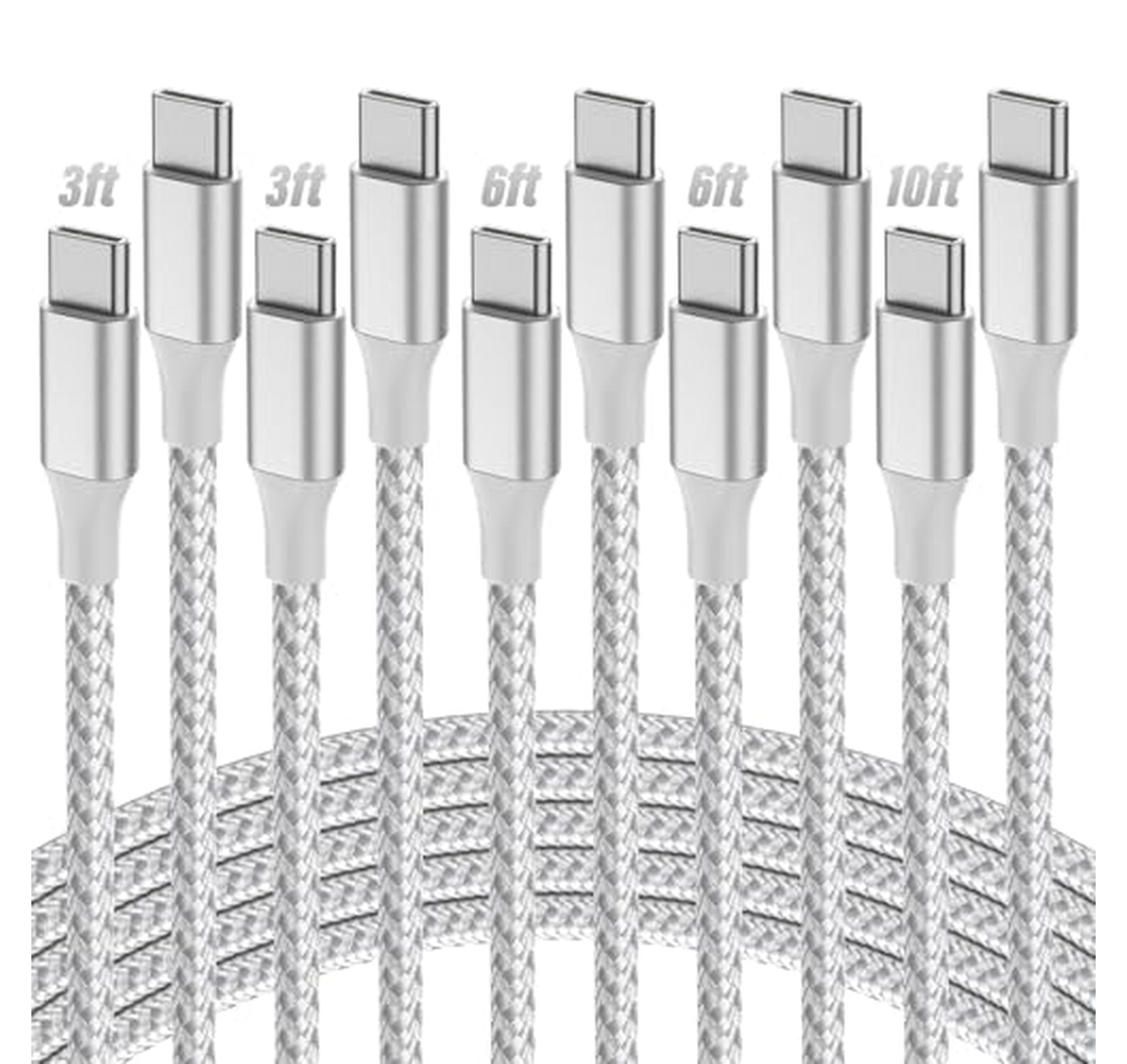 5 Pack 60W USB C to USB C Cables