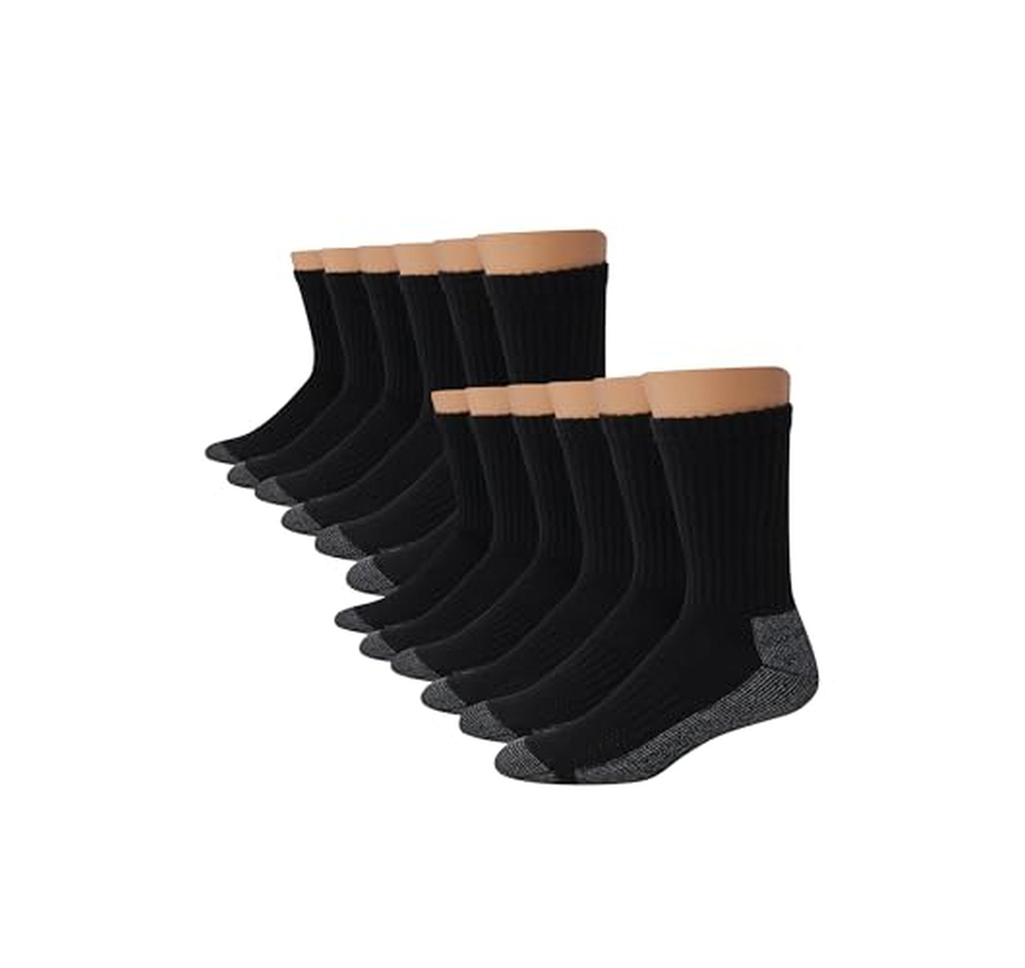 12 Pack Hanes Cushioned Moisture-Wicking Crew Work Socks