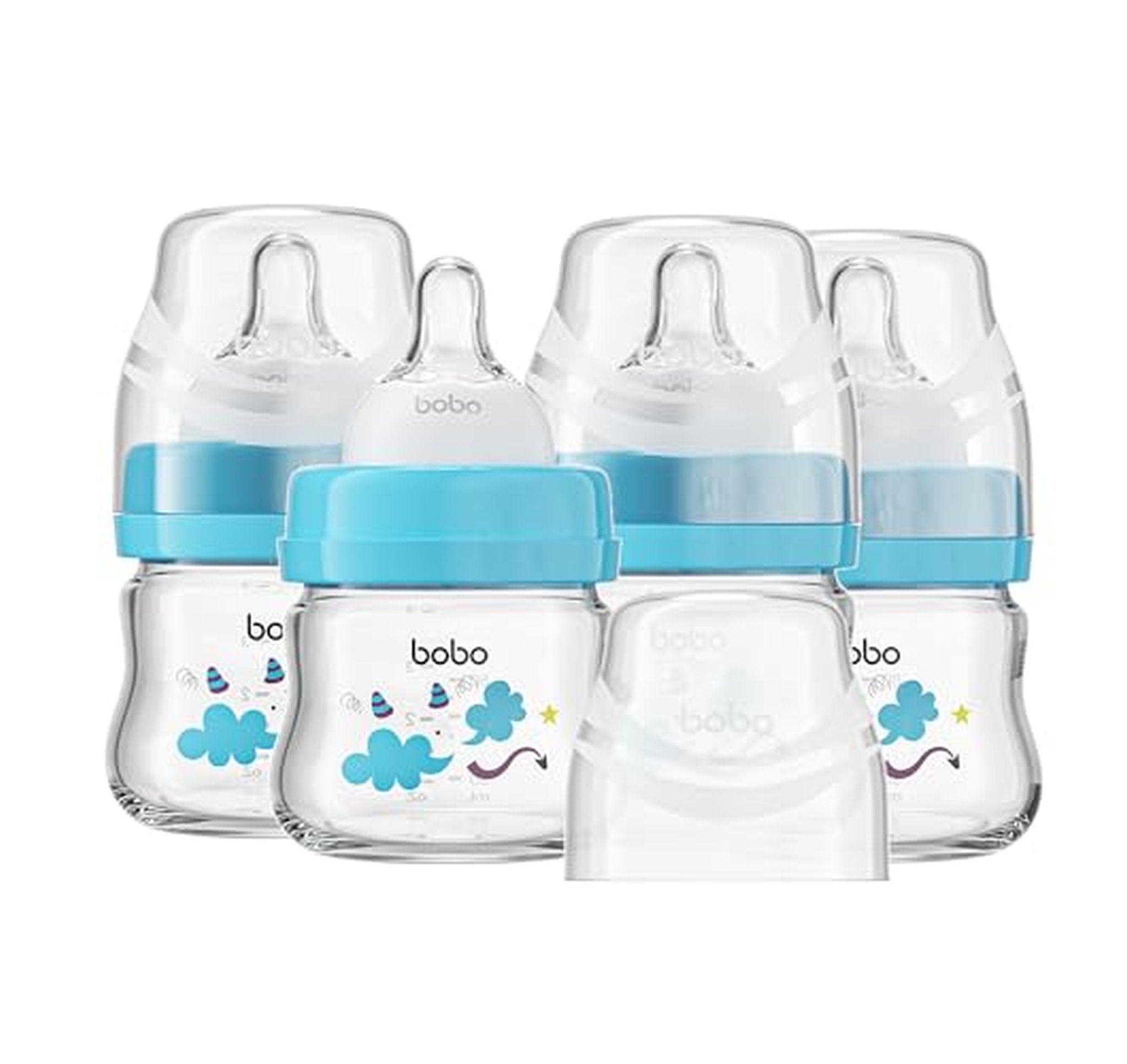 4 Pack Glass Anti-Colic Baby Bottles, 2.7oz